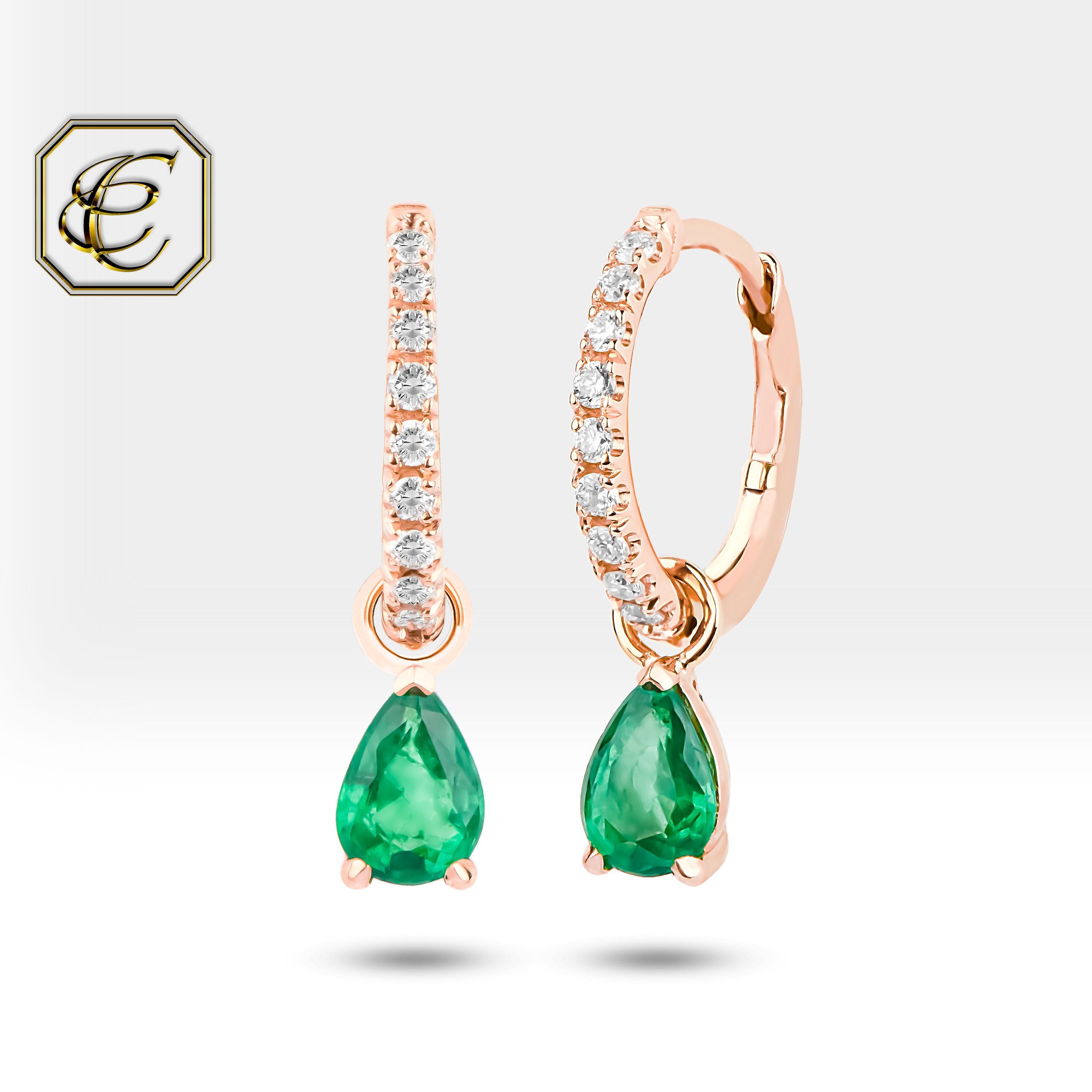 Pear Emerald Dangle Earrings