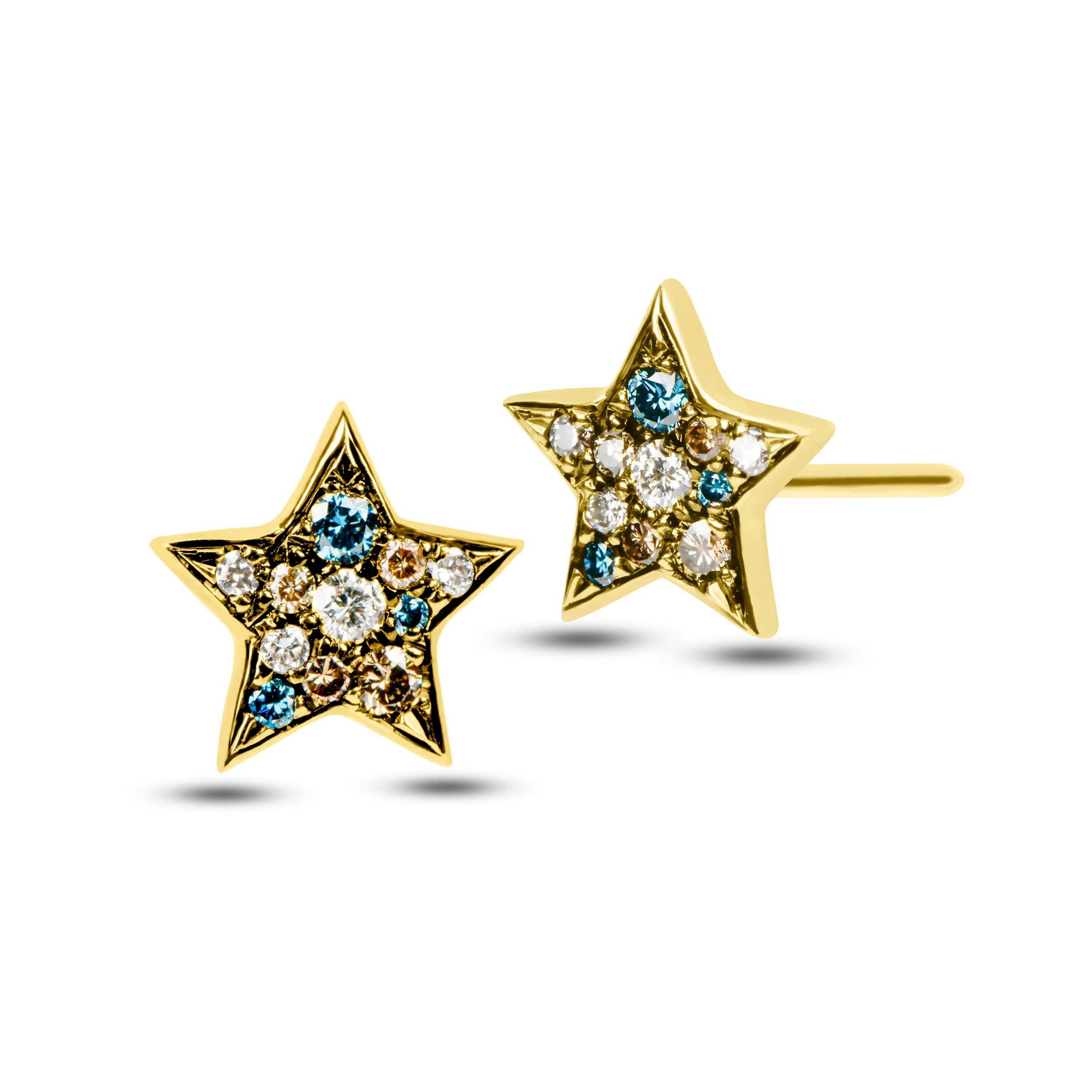Color Diamond Star Earrings