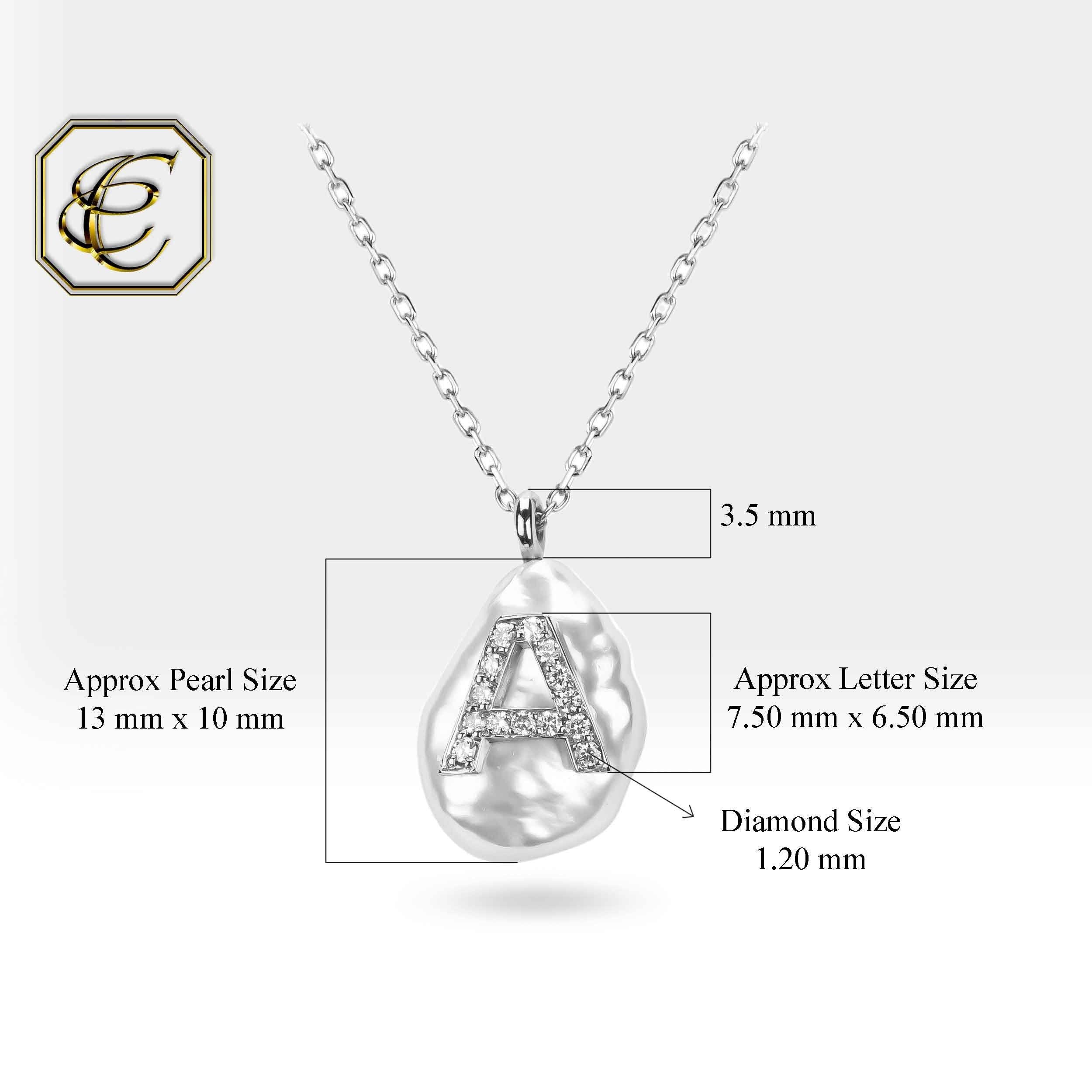 Diamond Initial Pearl Necklace