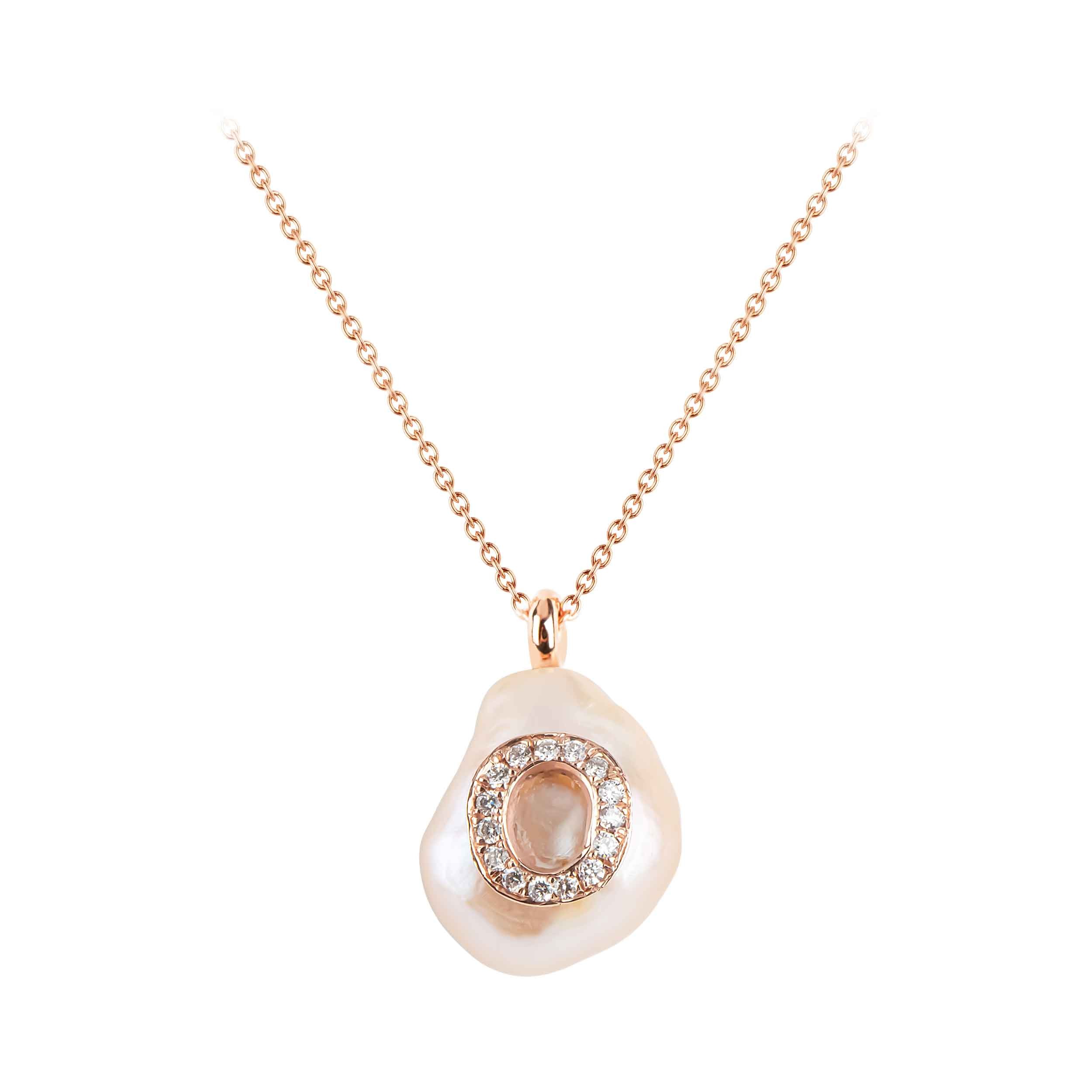 Diamond Initial Pearl Necklace