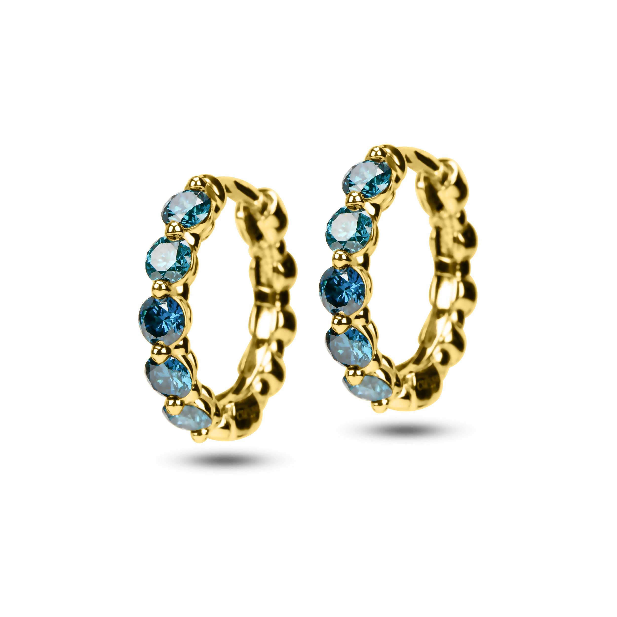 Blue Diamond Huggie Earrings 