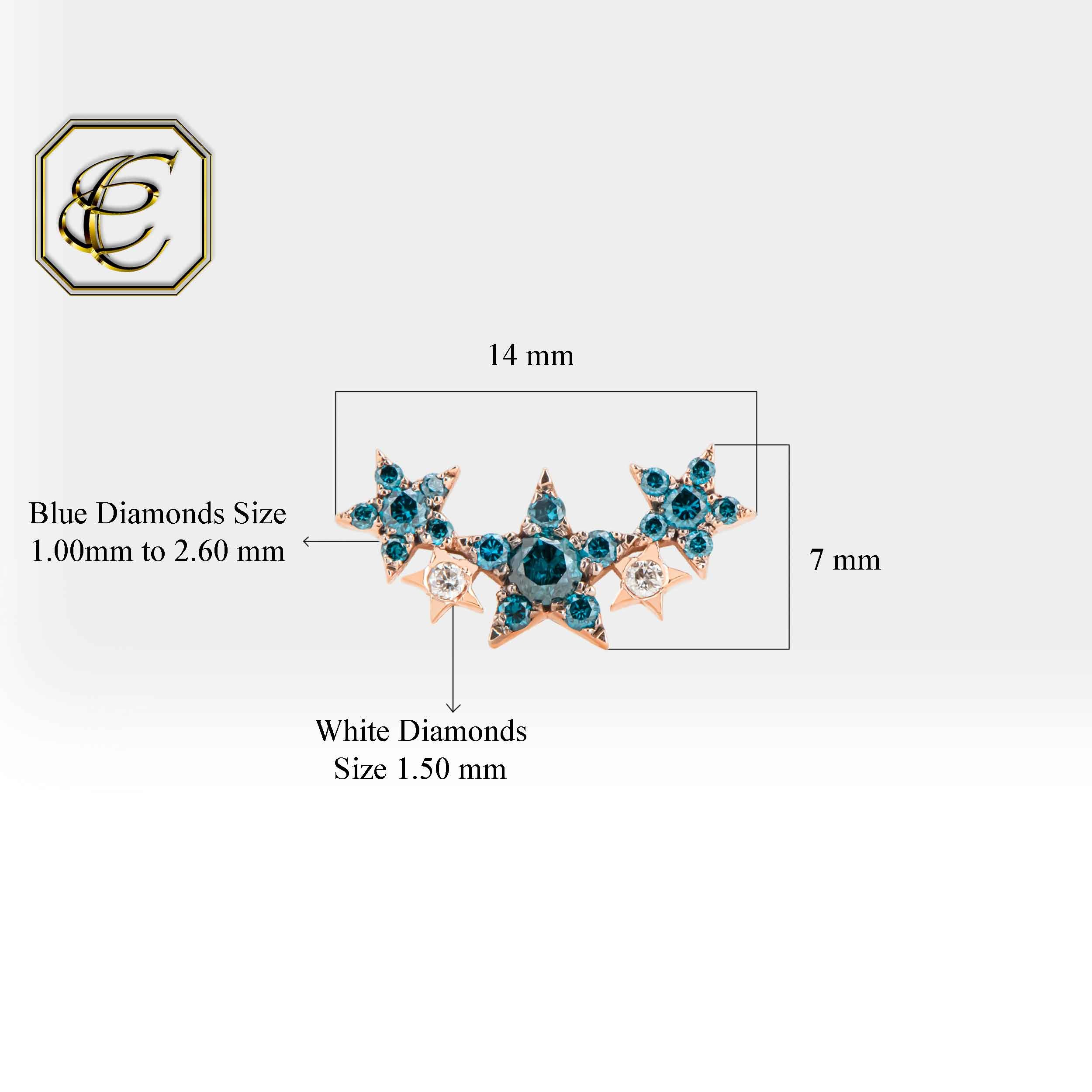 Blue Diamond Stars Rook Piercing