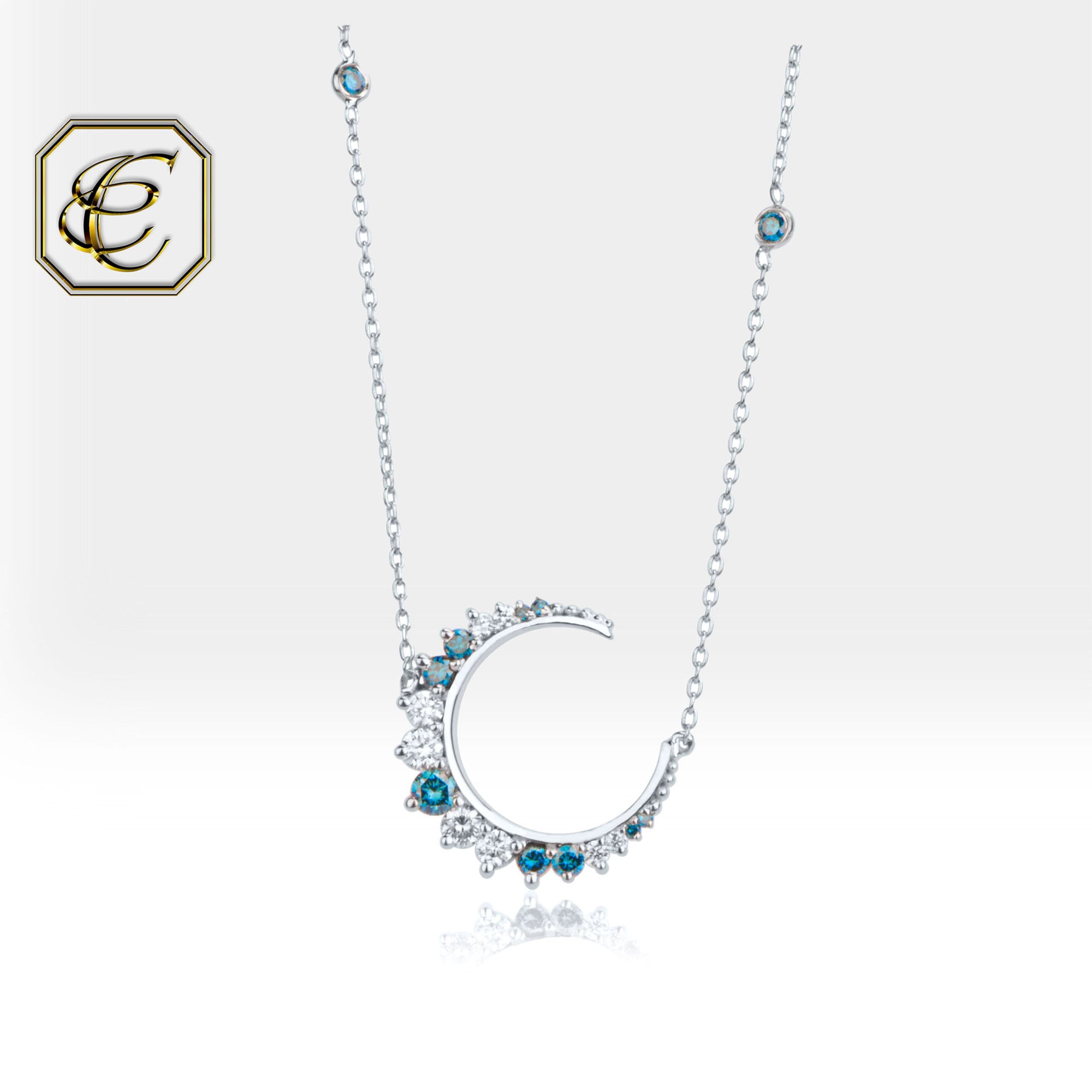 diamond moon necklace oxidized - lenawald