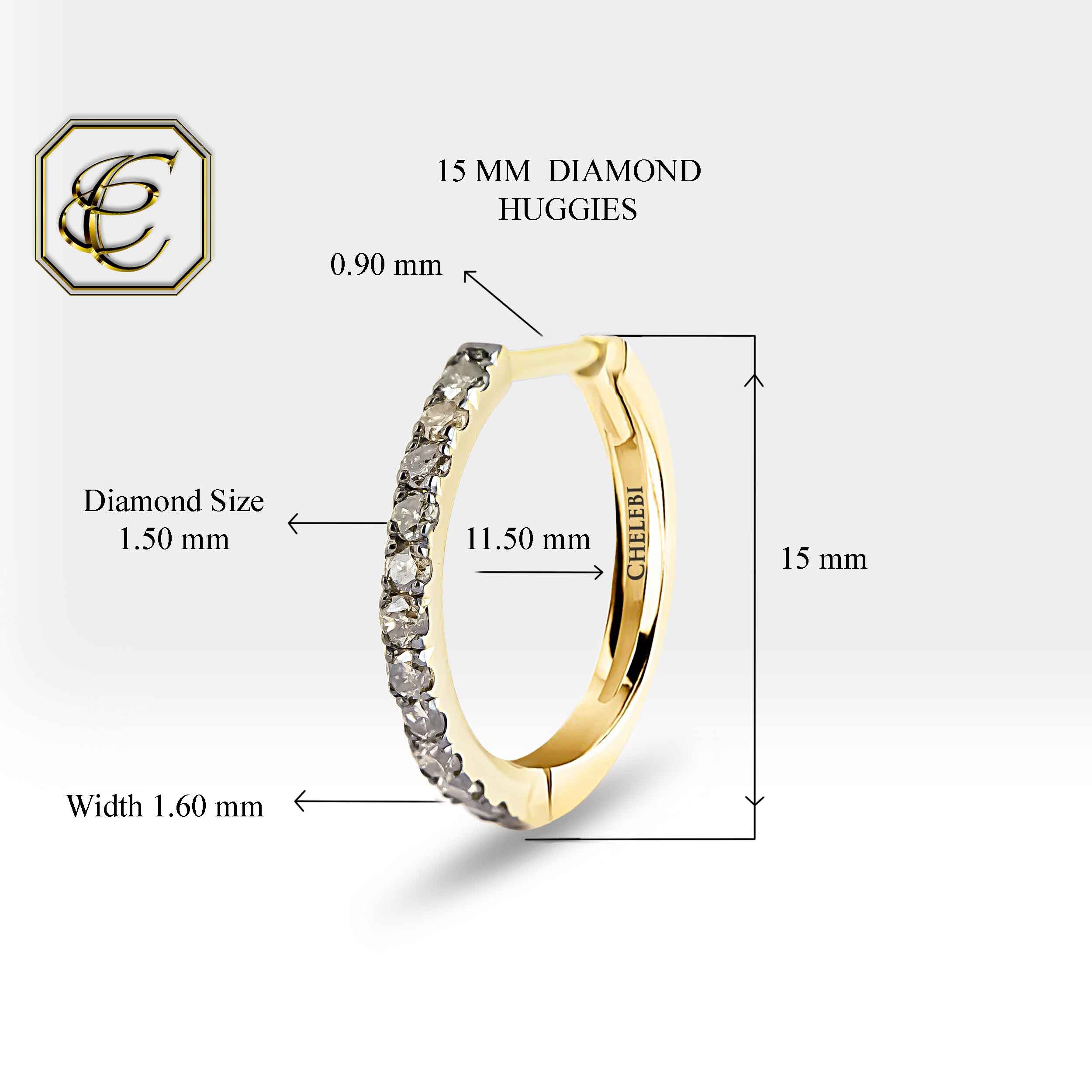 Blue Diamond Huggies in 14K Gold