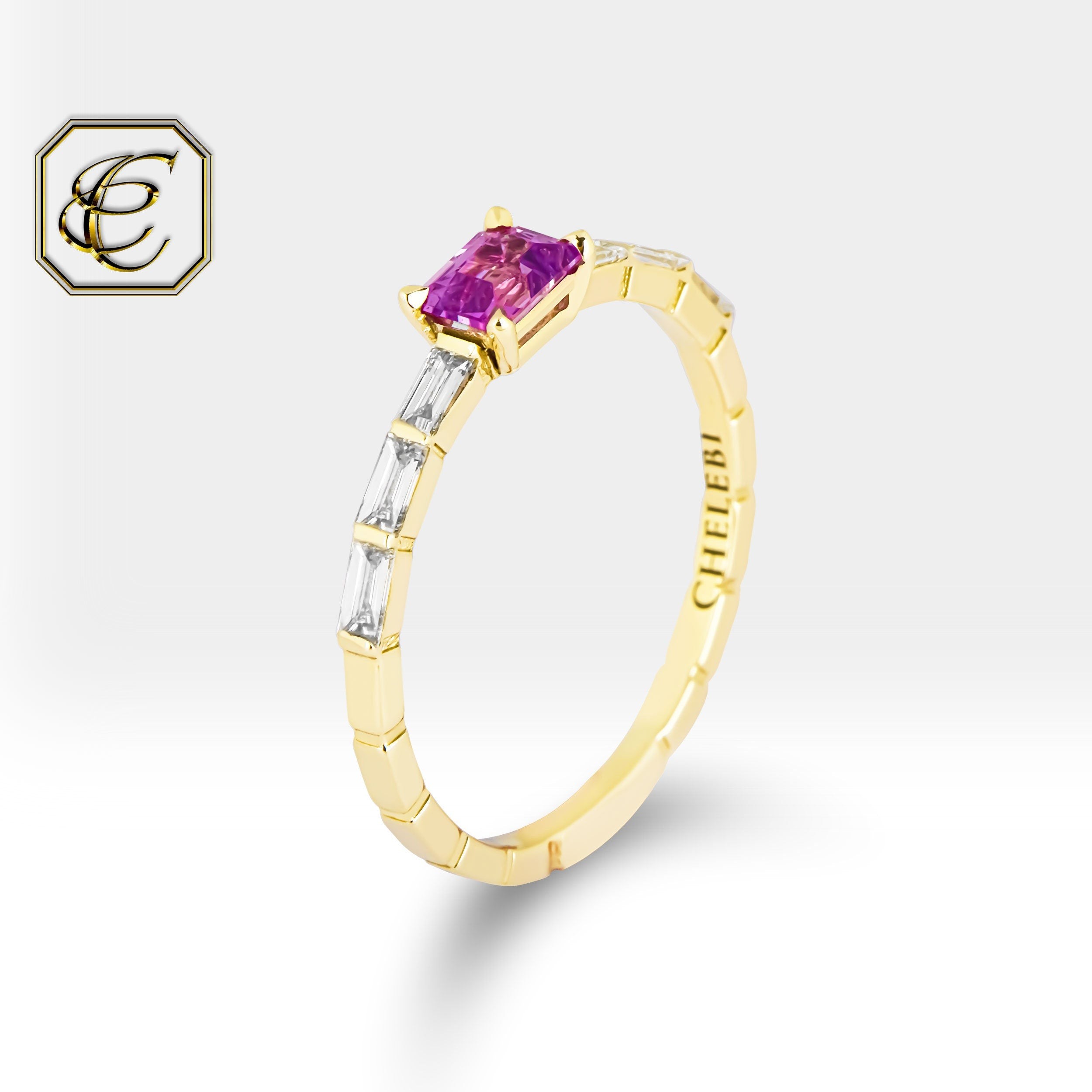 Pink Sapphire Diamond Ring