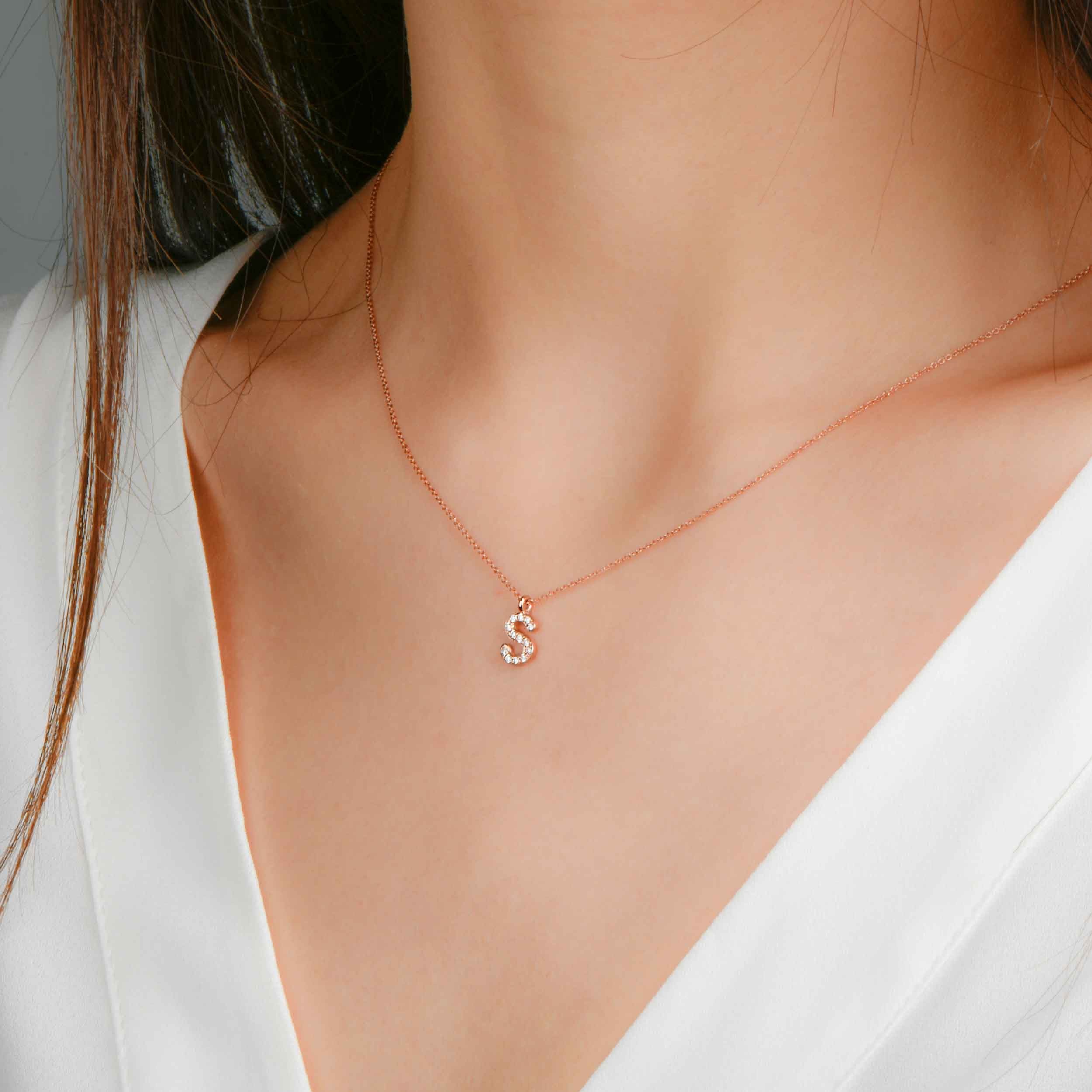 Tiny Diamond Letter Necklace