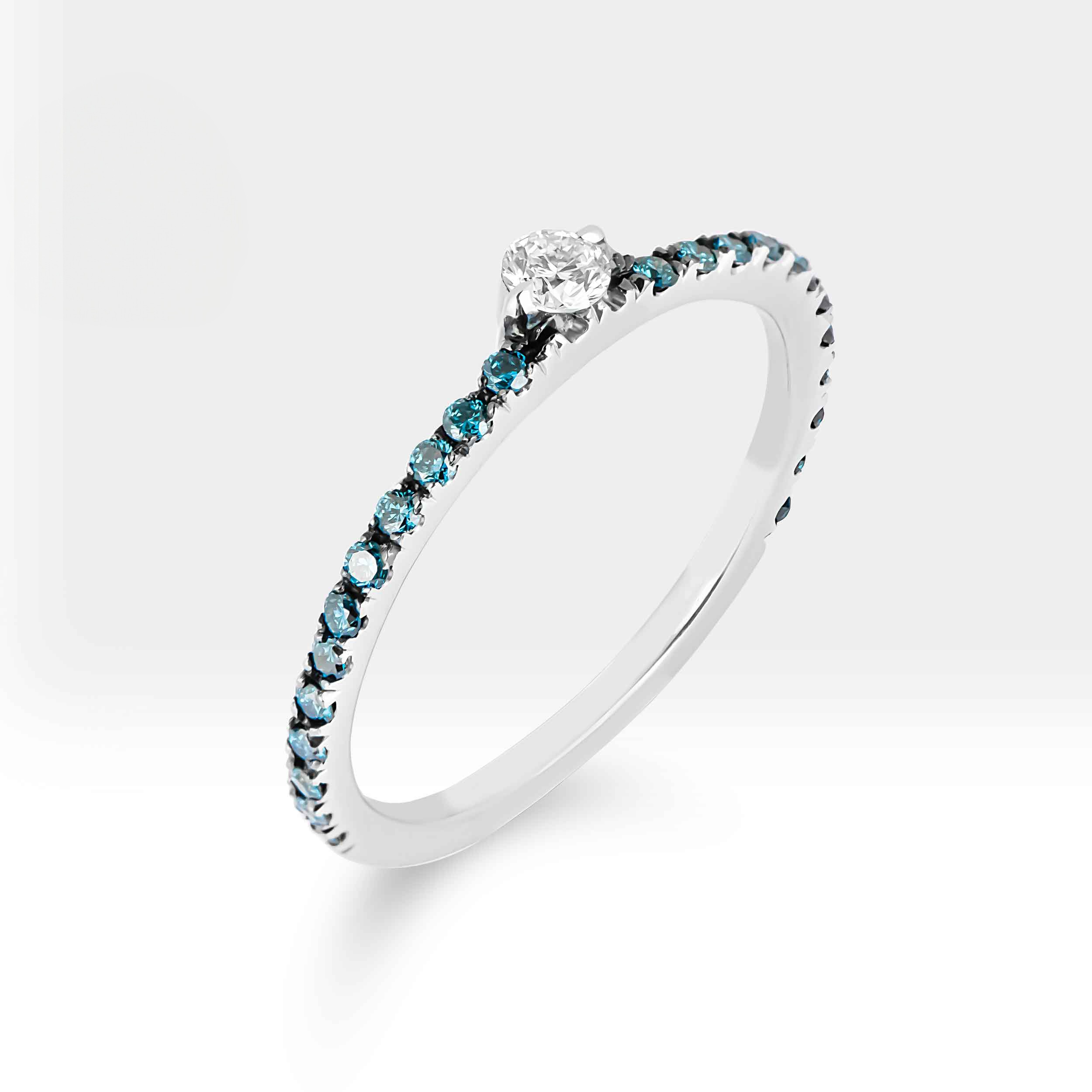 Blue Diamond Ring – 14K Gold Stackable Band