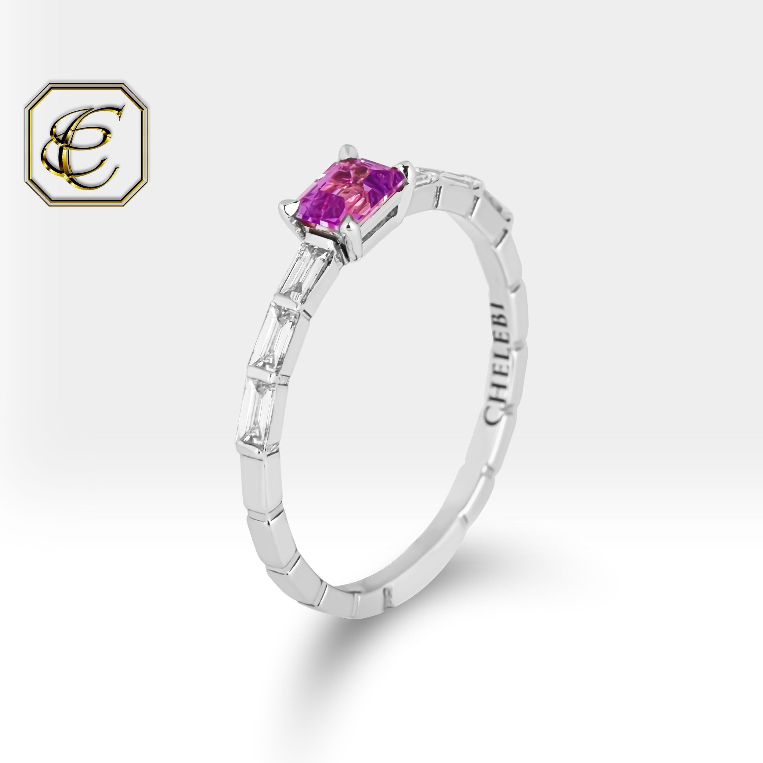 Pink Sapphire Diamond Ring