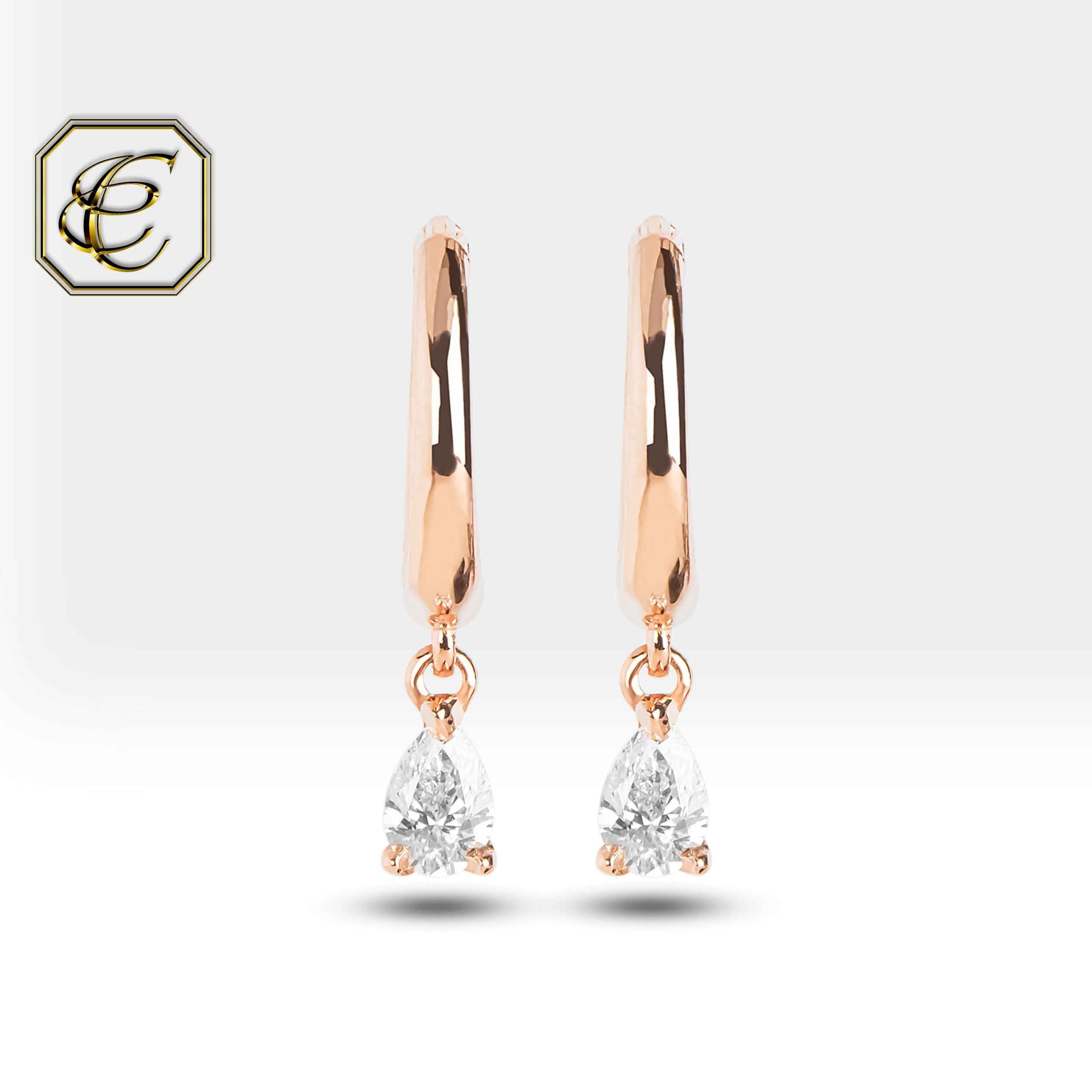 Drop Diamond Huggie Earrings