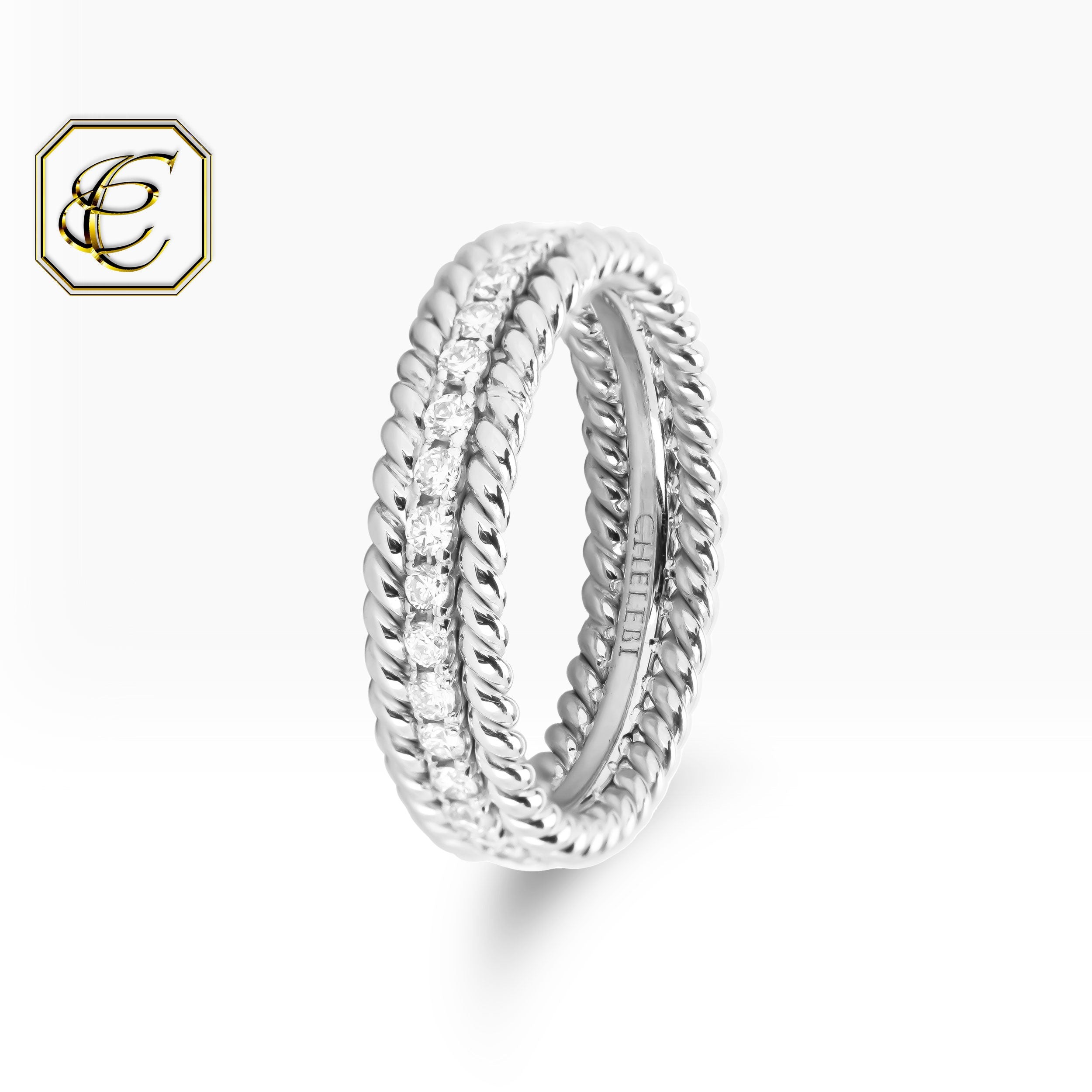 Diamond Twisted Wedding Band