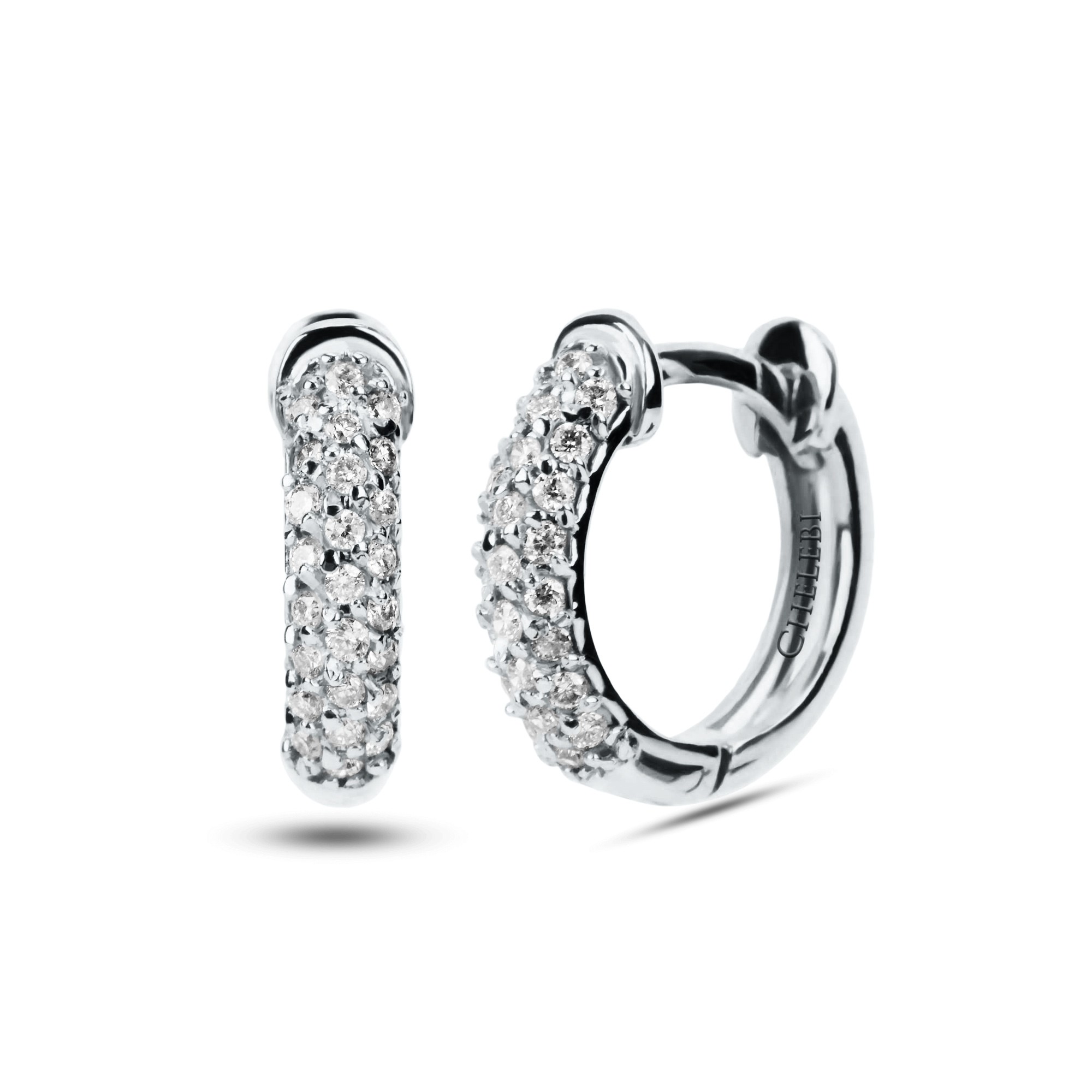 Pavé Diamond Gold Huggies