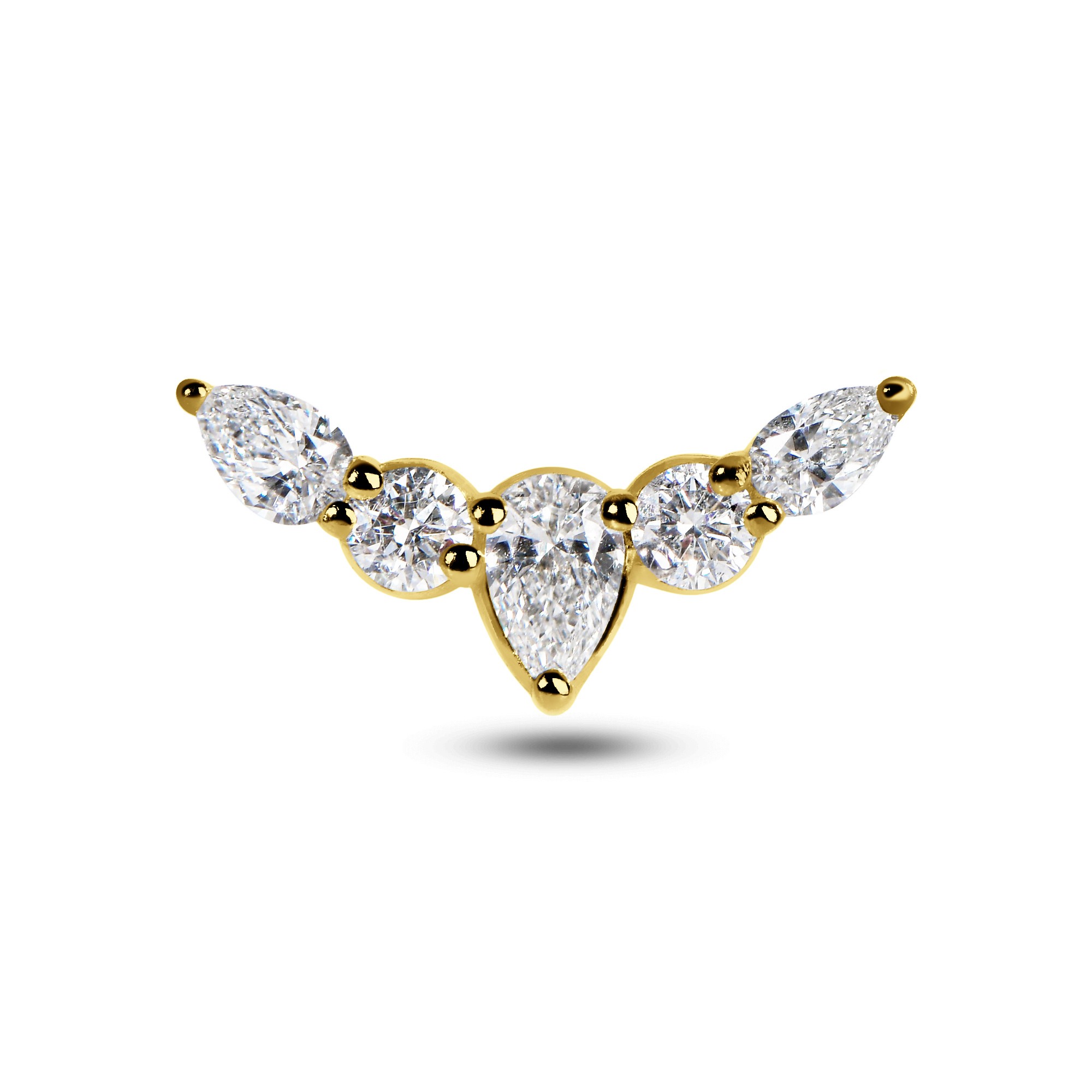 Curved Diamond Flat Back Stud