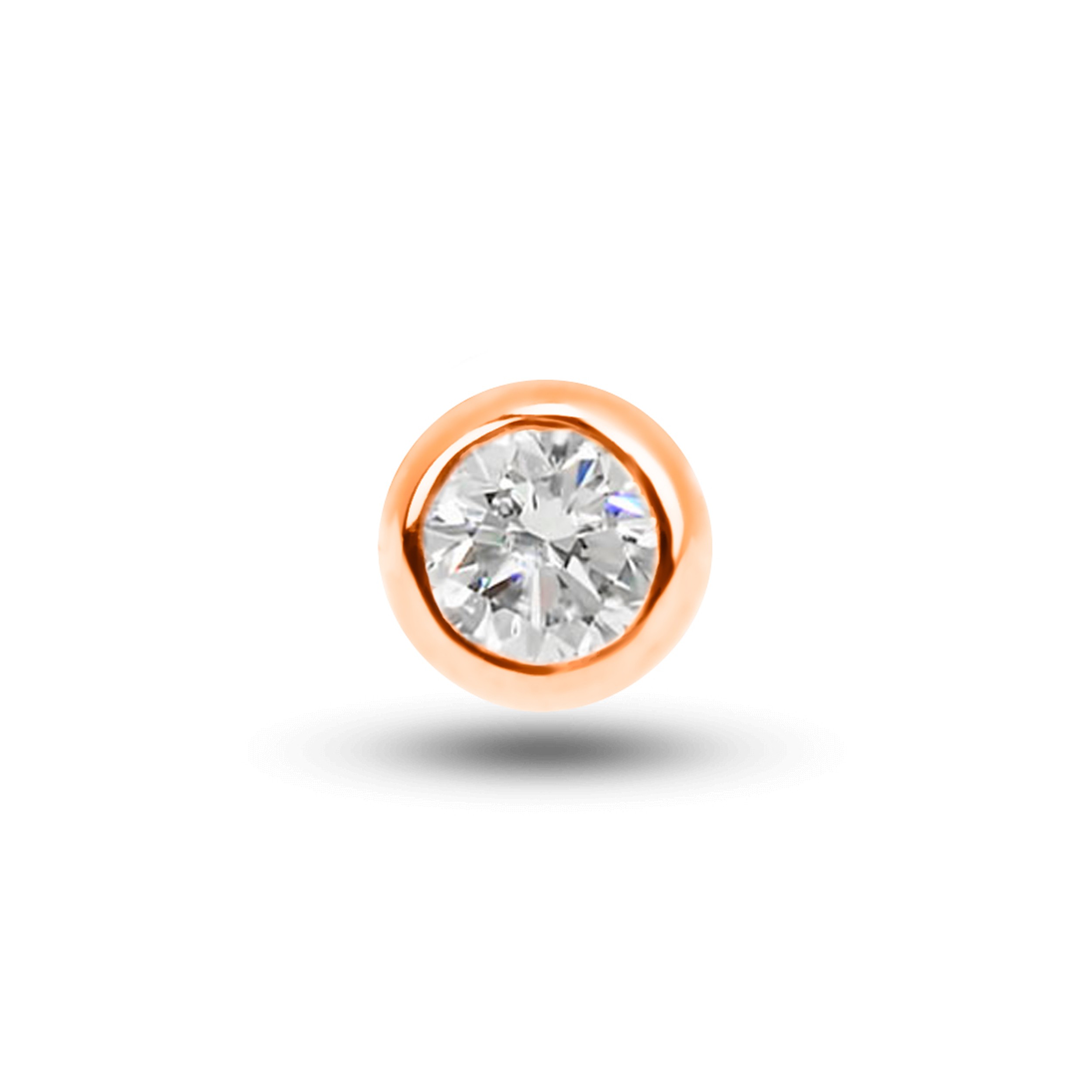 14 Ayar Altın Pırlantalı Flat Back Piercing Küpe