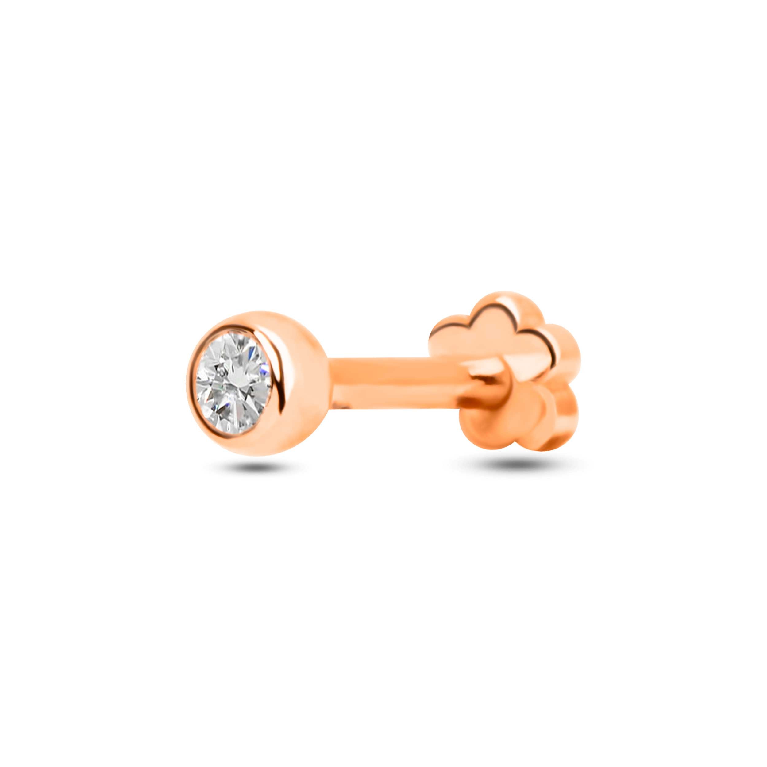 14K Gold Diamond Flat Back Stud – Cartilage Piercing