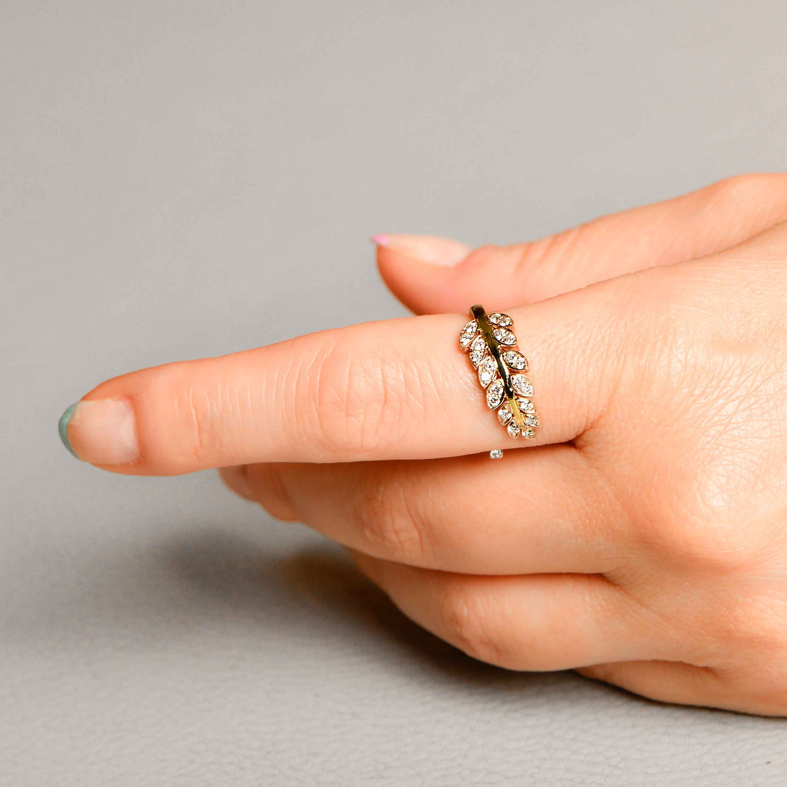 Diamond Leaf Ring
