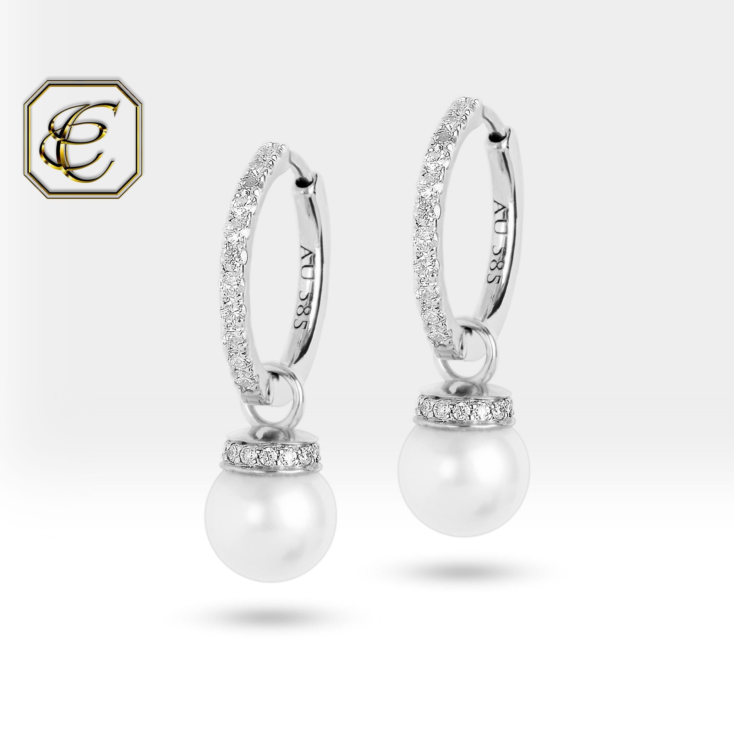 Dangle Pearl Hoop Earrings