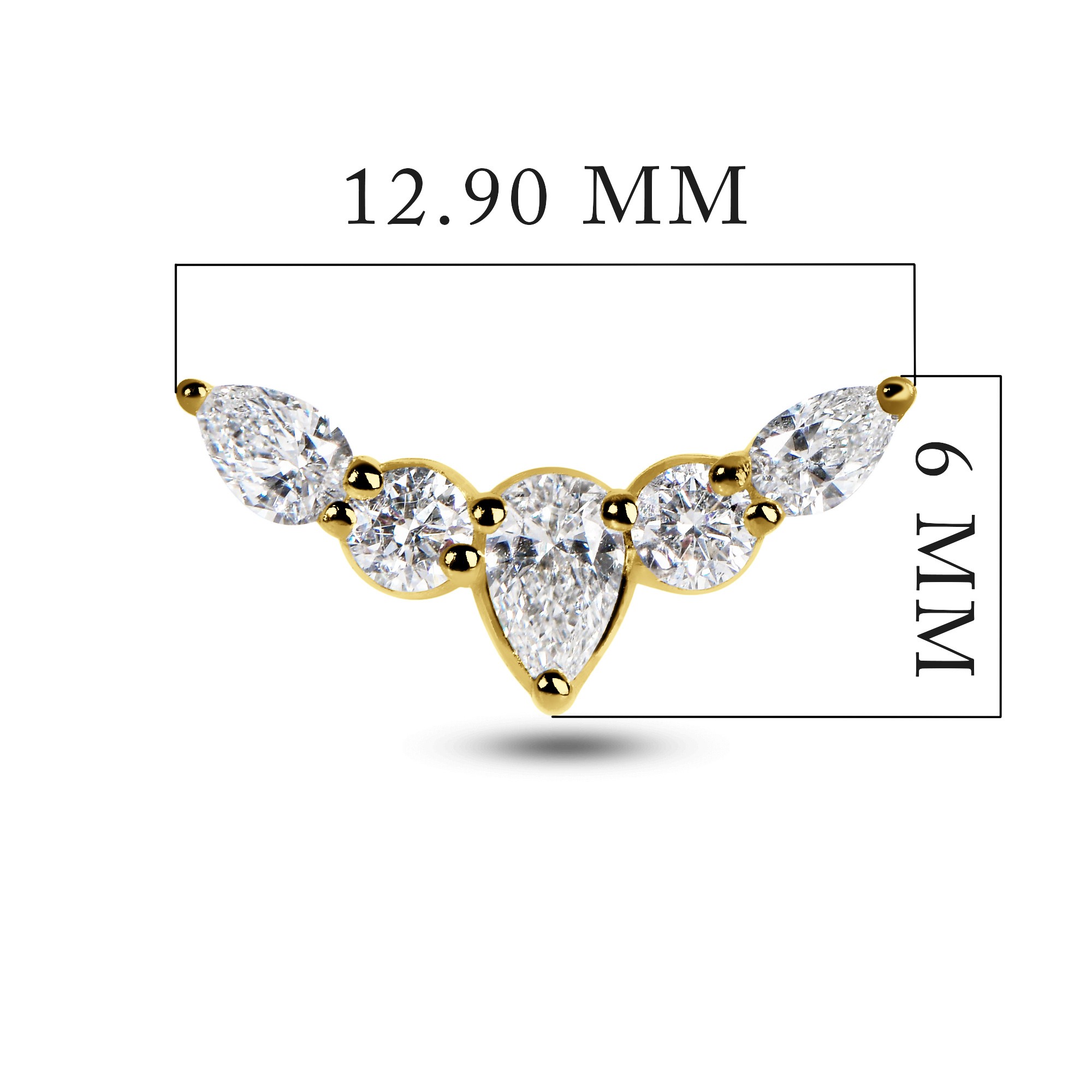 Curved Diamond Flat Back Stud