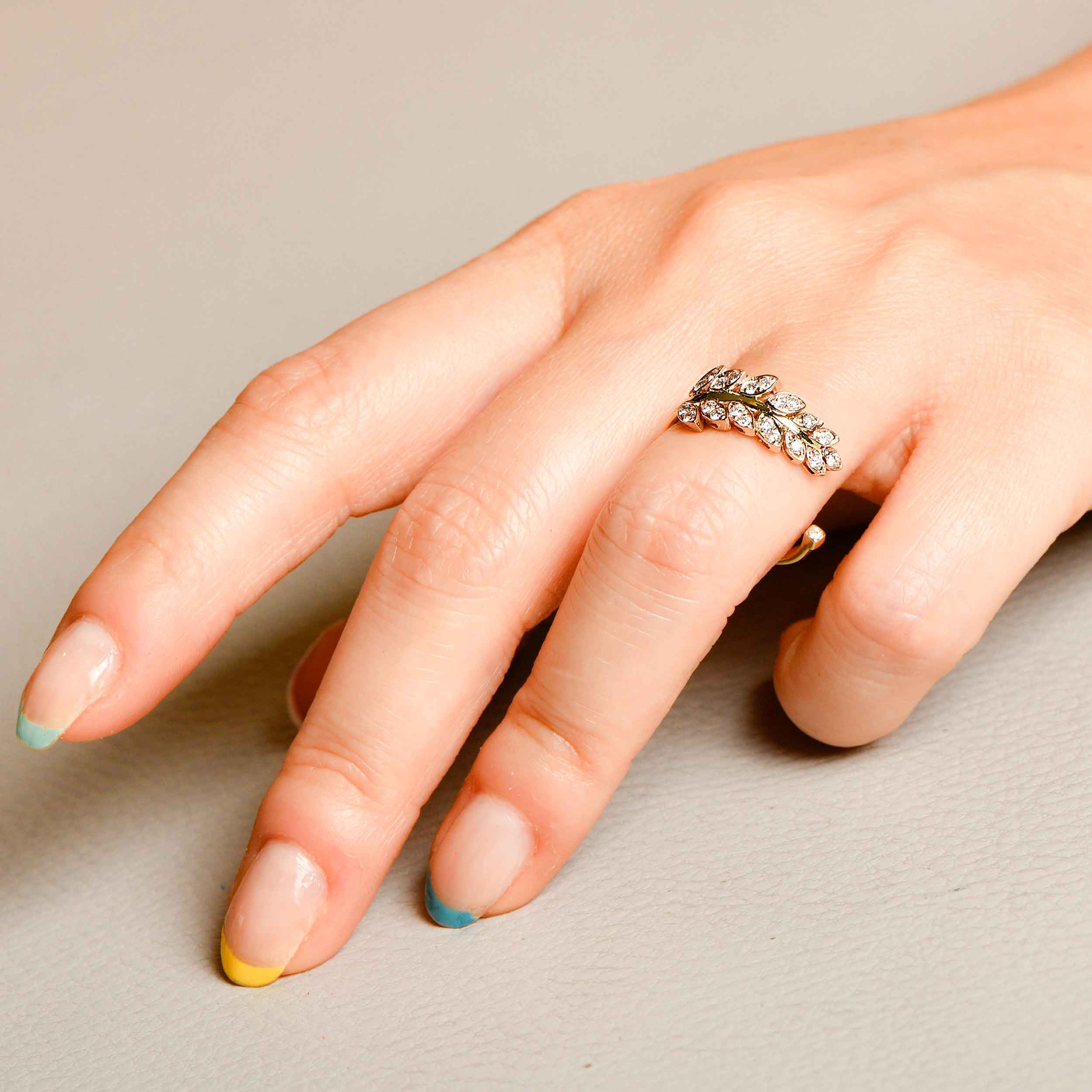 Diamond Leaf Ring