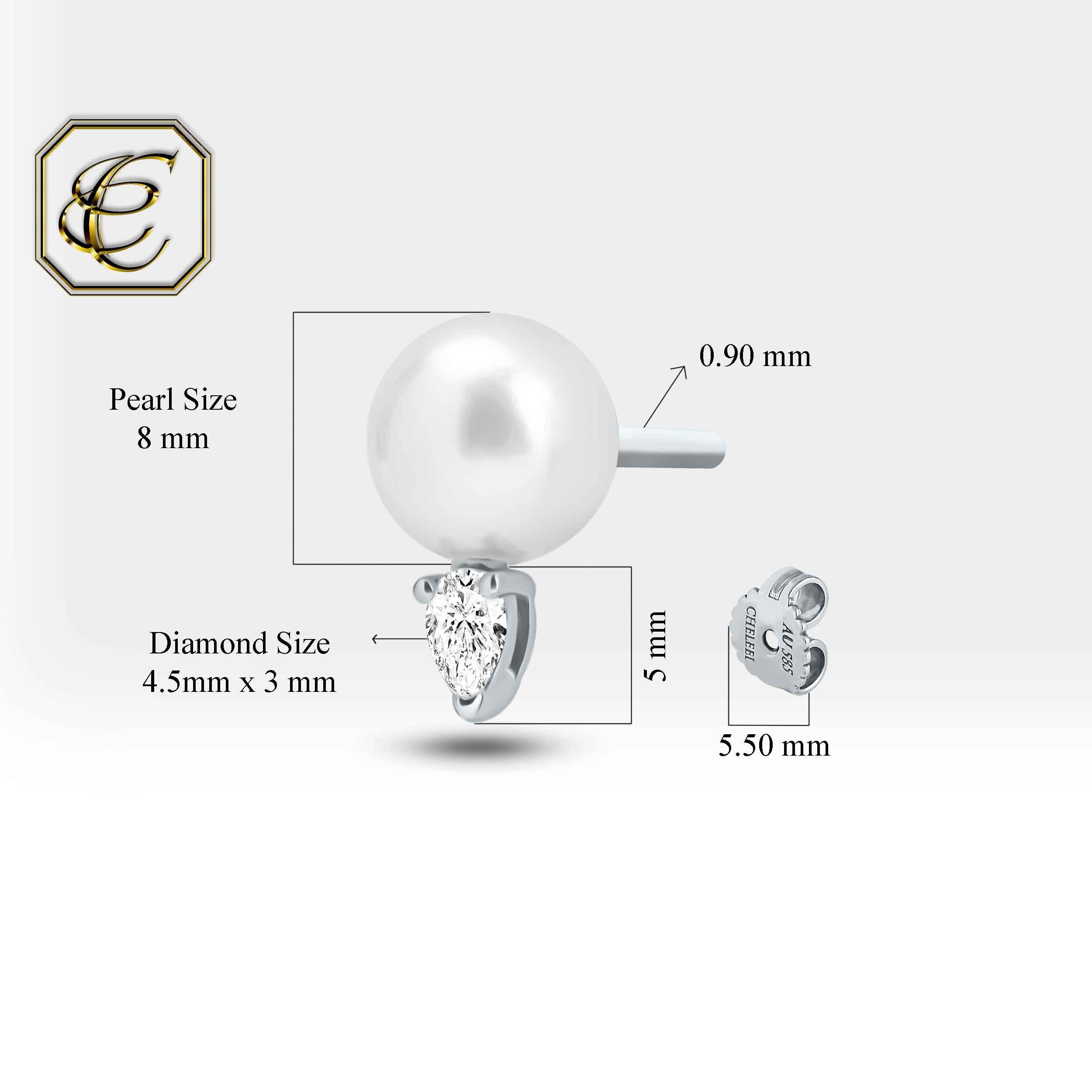 Teardrop Diamond Pearl Earrings