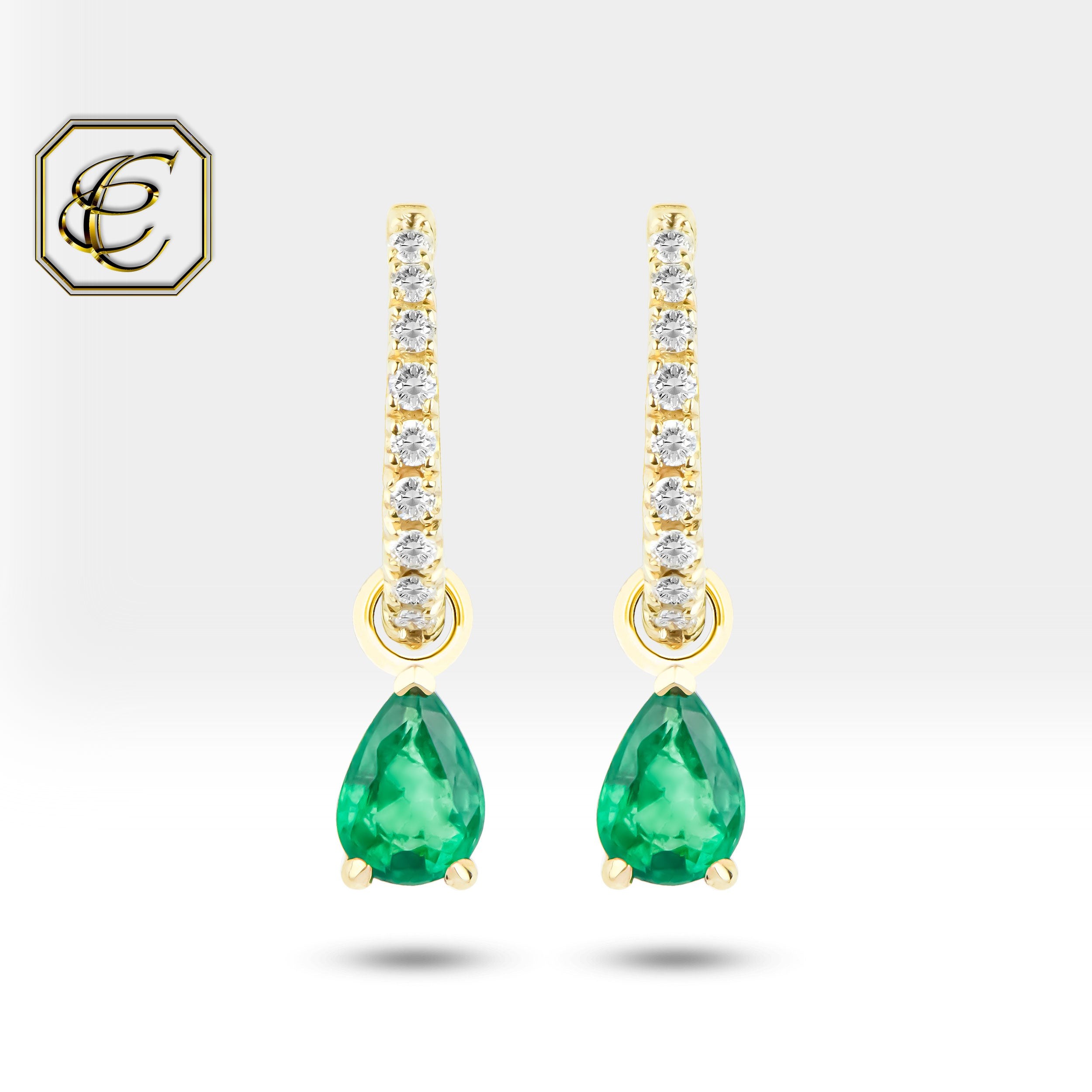 Pear Emerald Dangle Earrings
