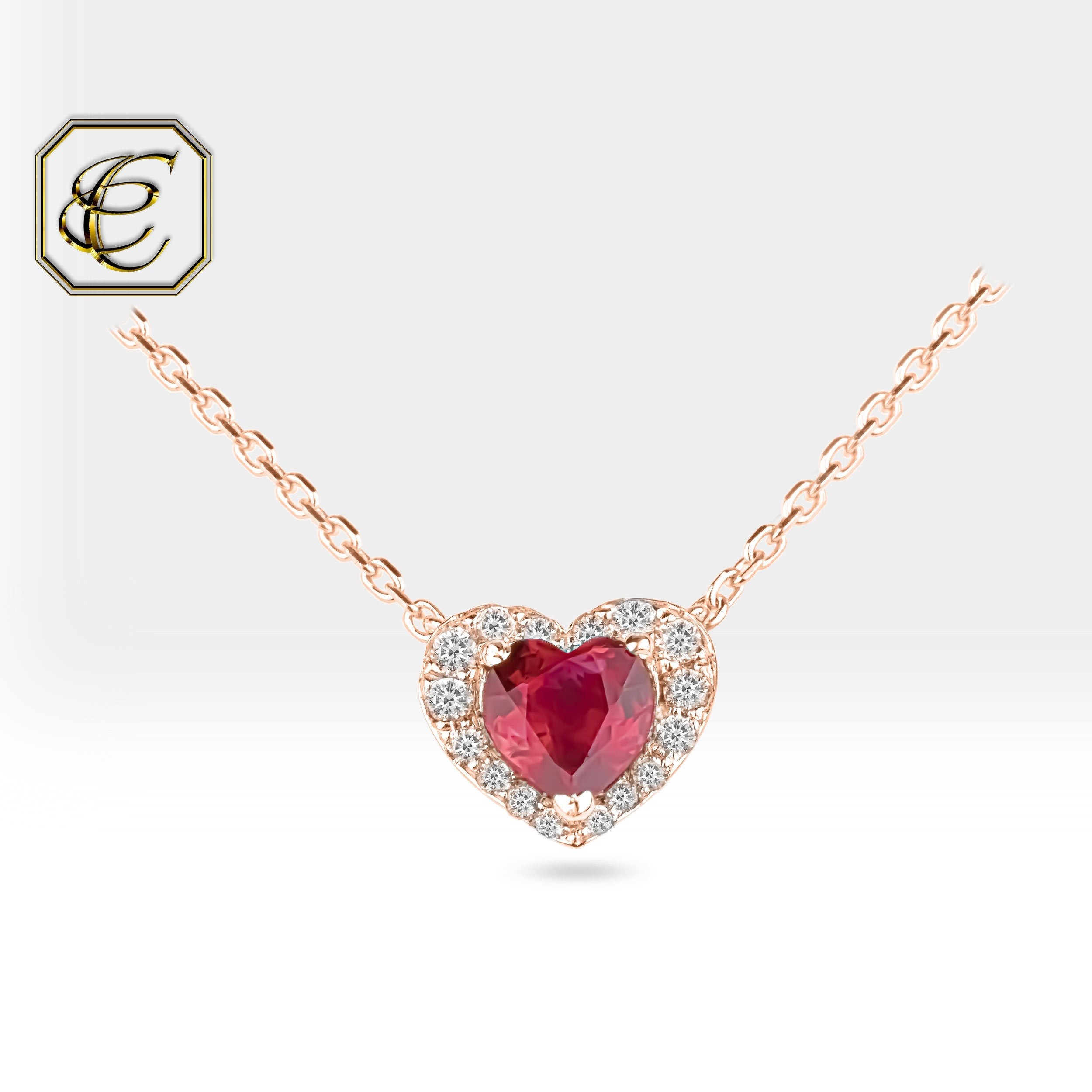 Heart Ruby Diamond Necklace