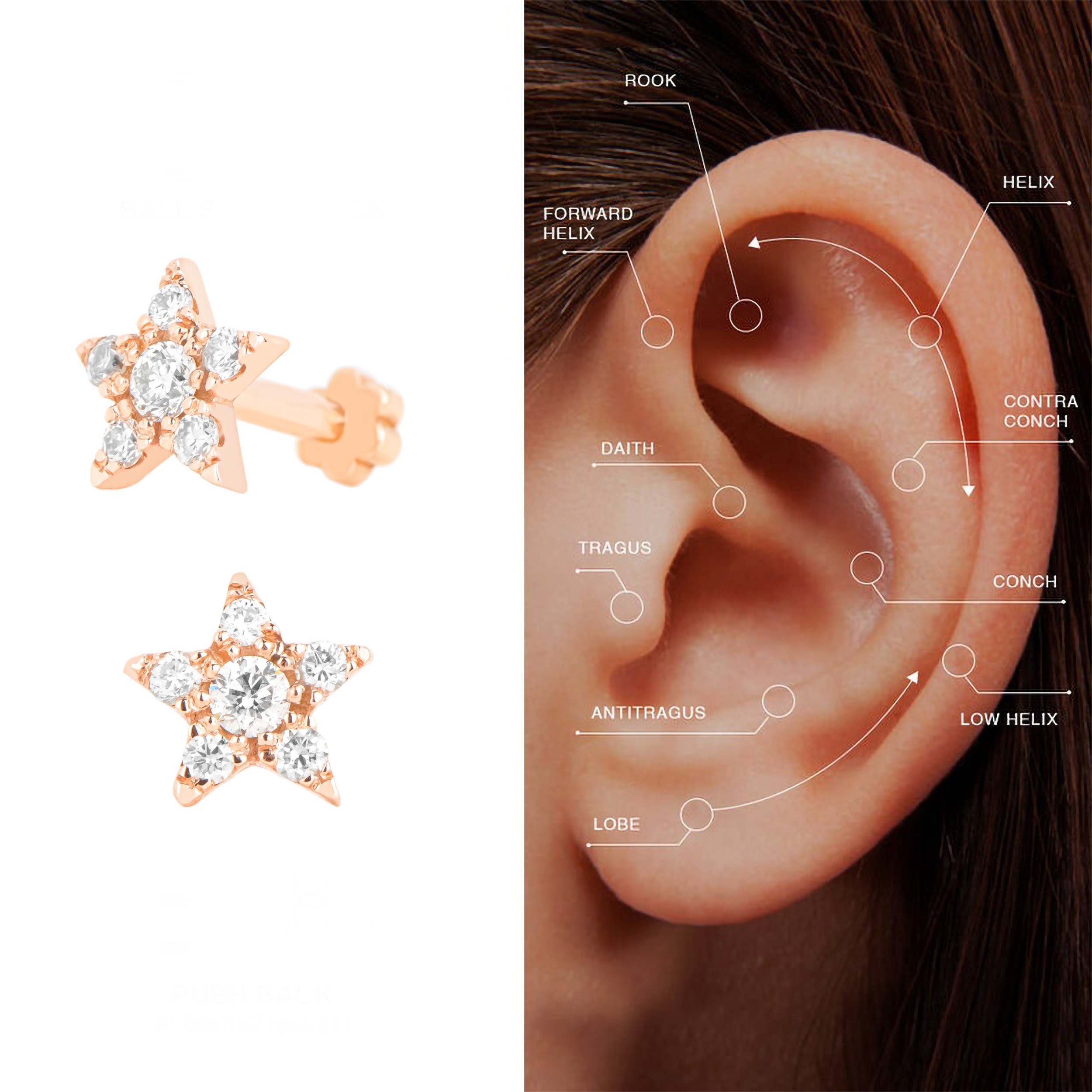 Star Diamond Cartilage Earring