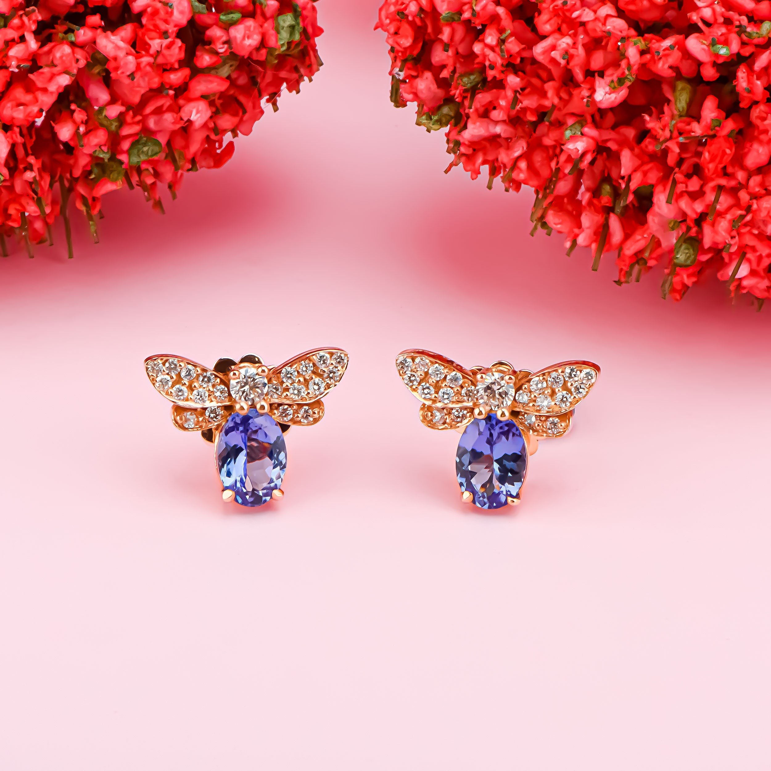 Tanzanite Bee Earrings