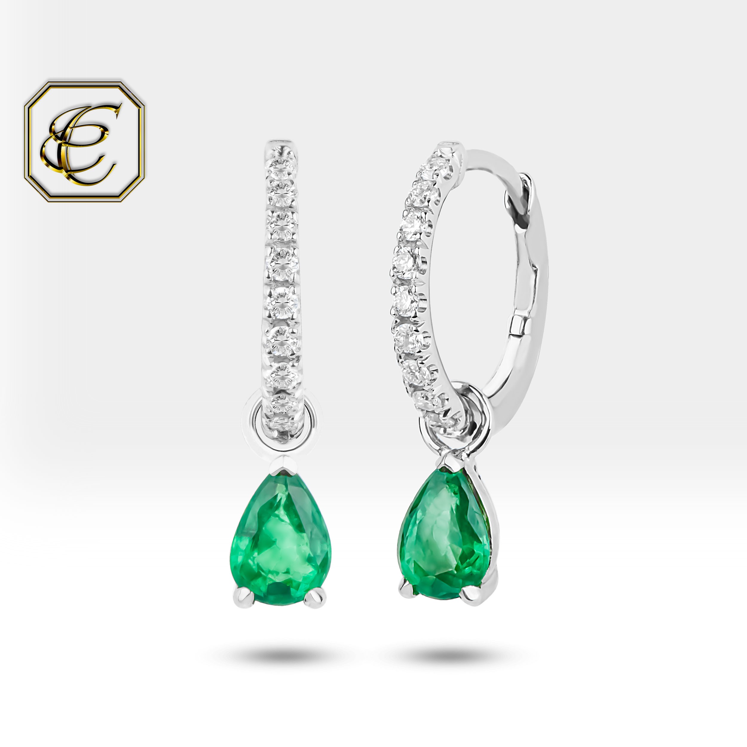 Pear Emerald Dangle Earrings