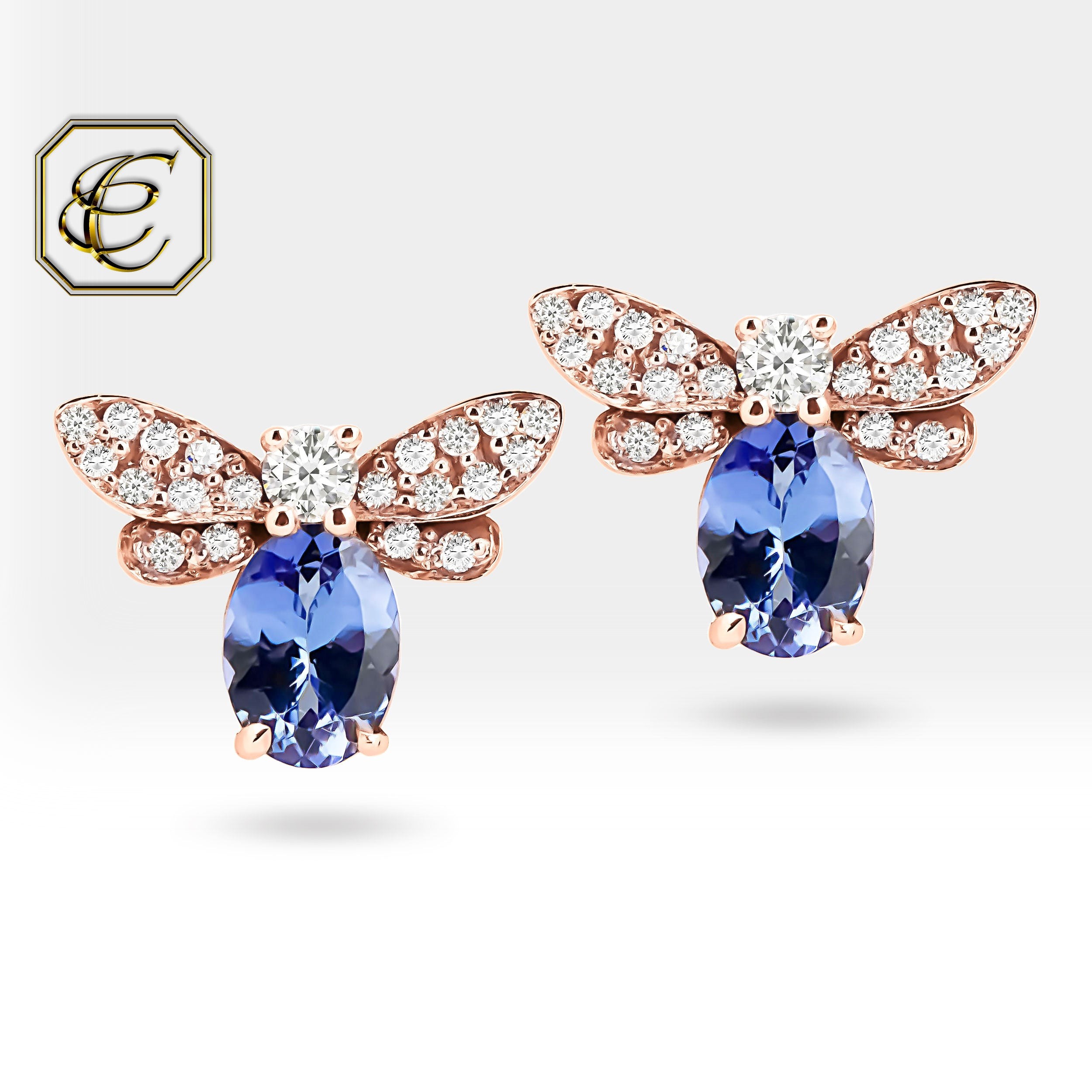 Tanzanite Bee Earrings