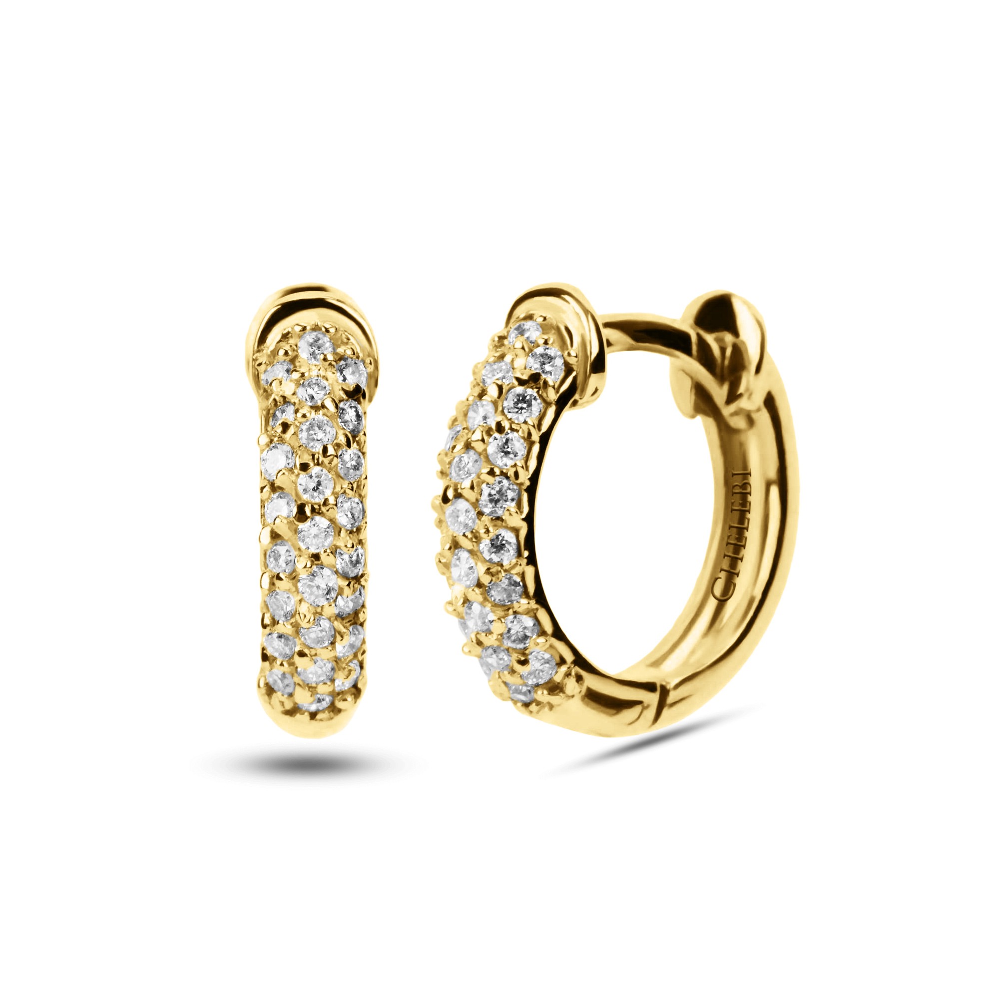 Pavé Diamond Gold Huggies