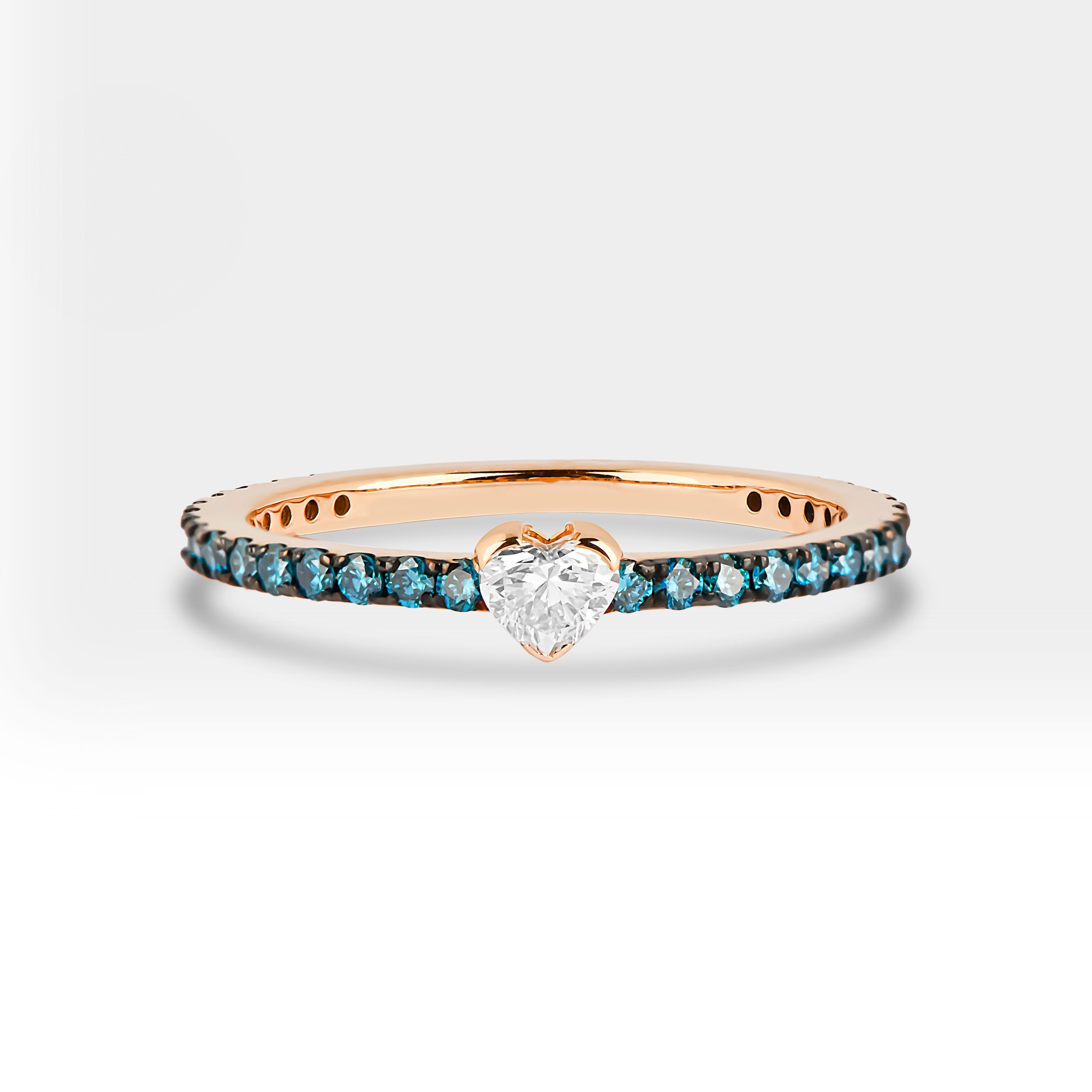 Heart Diamond Ring with Blue or Black Accents