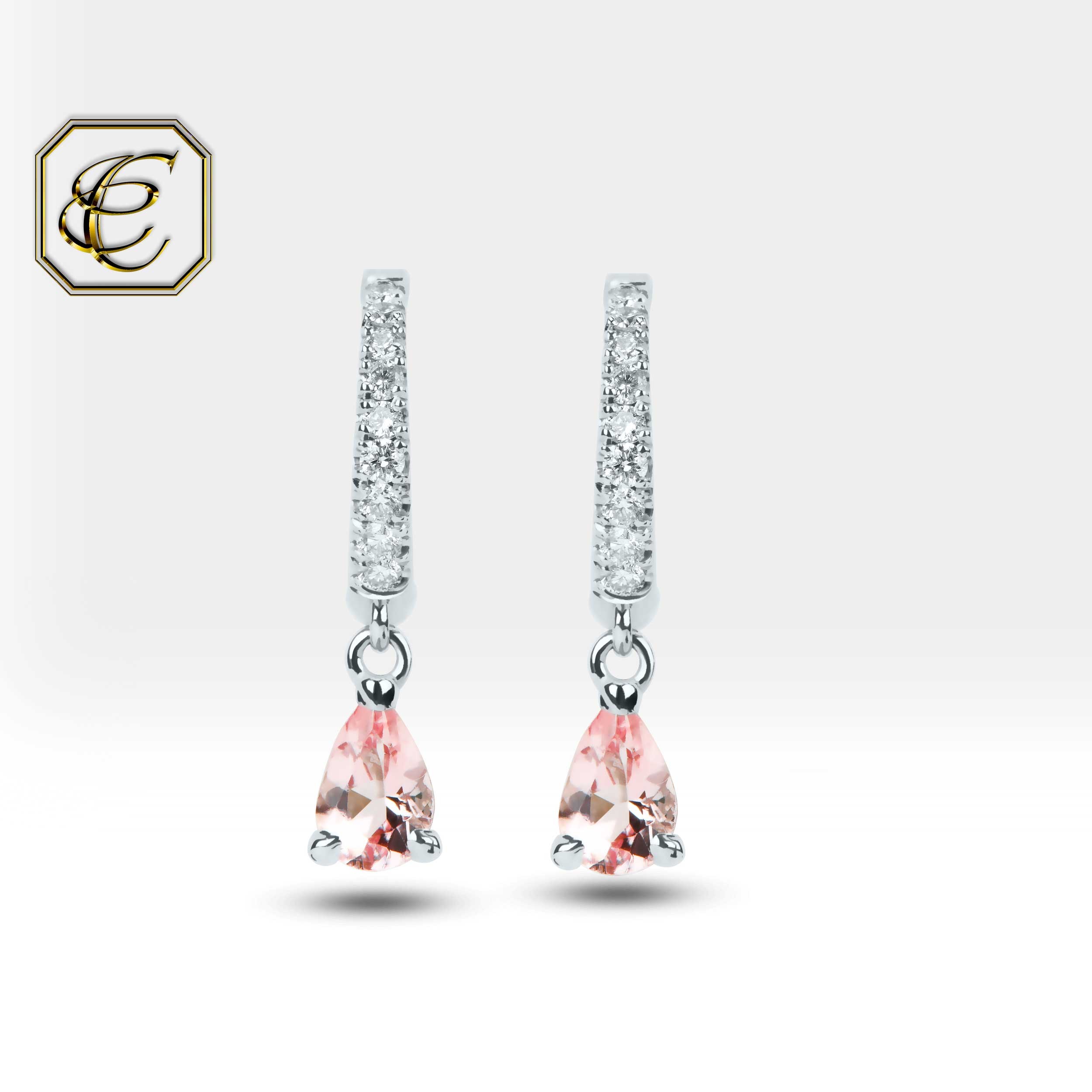 Pear Morganite Dangle Earrings