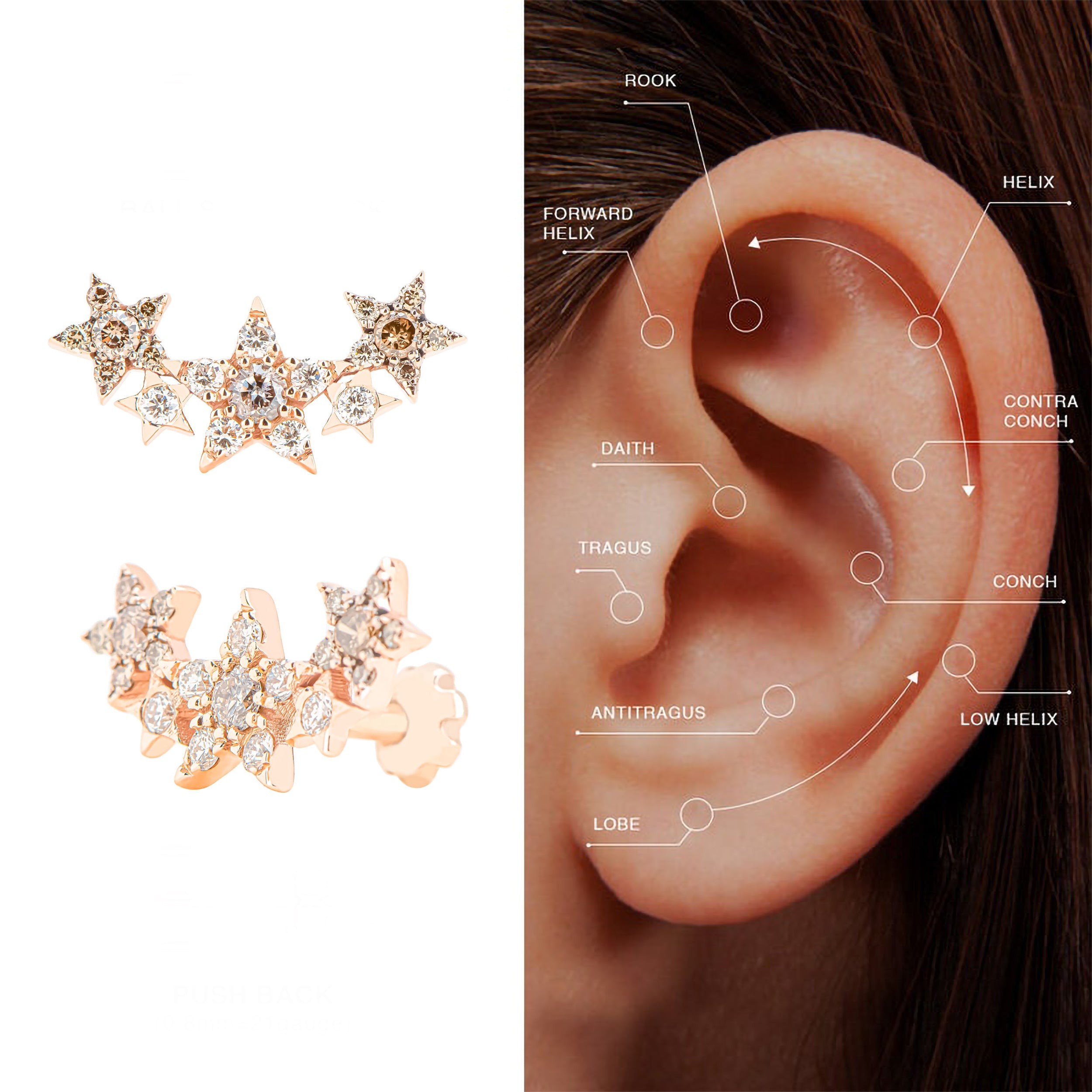 Brown Diamond Stars Piercing