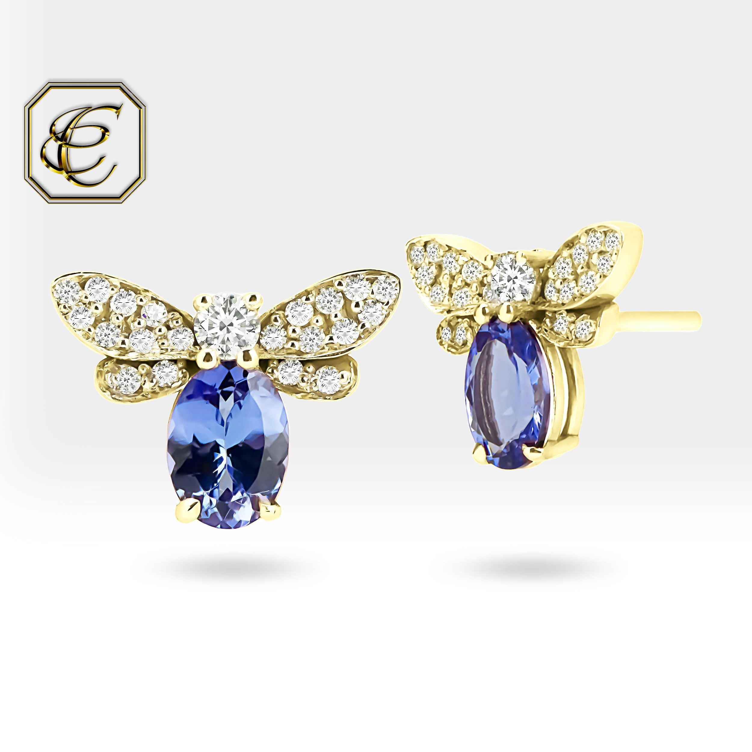 Tanzanite Bee Earrings