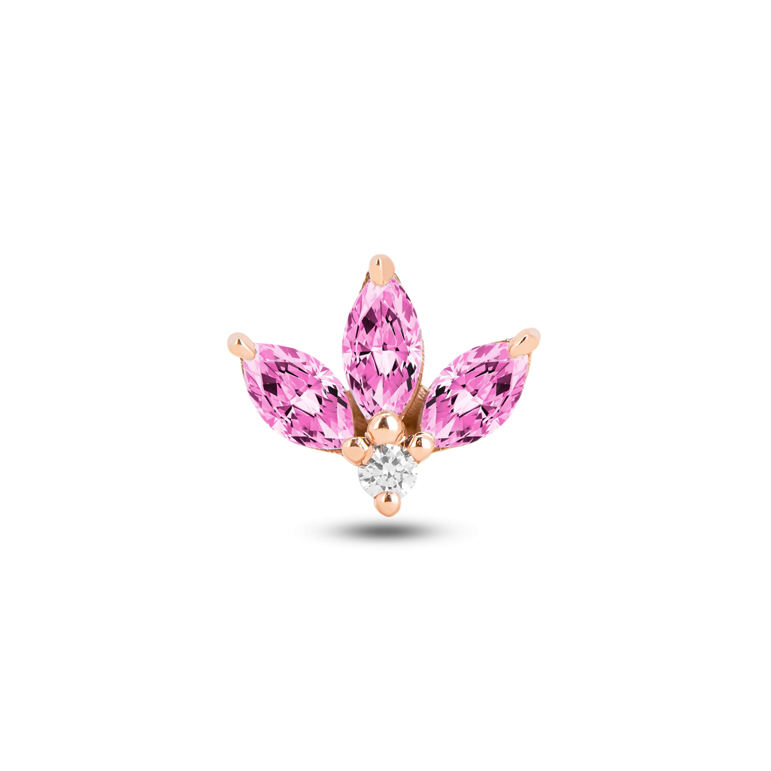 Pink Sapphire Lotus Flower Earring