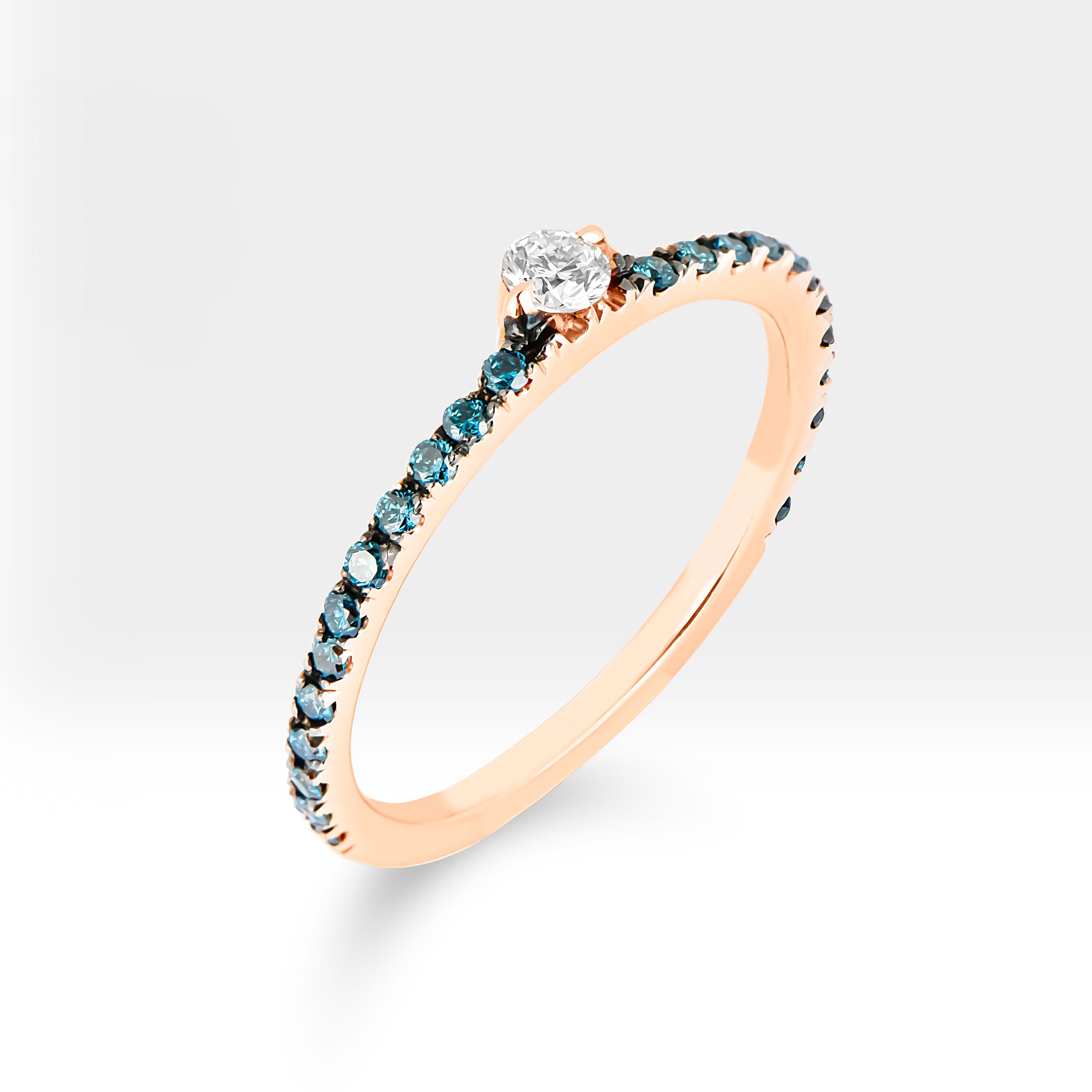 Blue Diamond Ring – 14K Gold Stackable Band