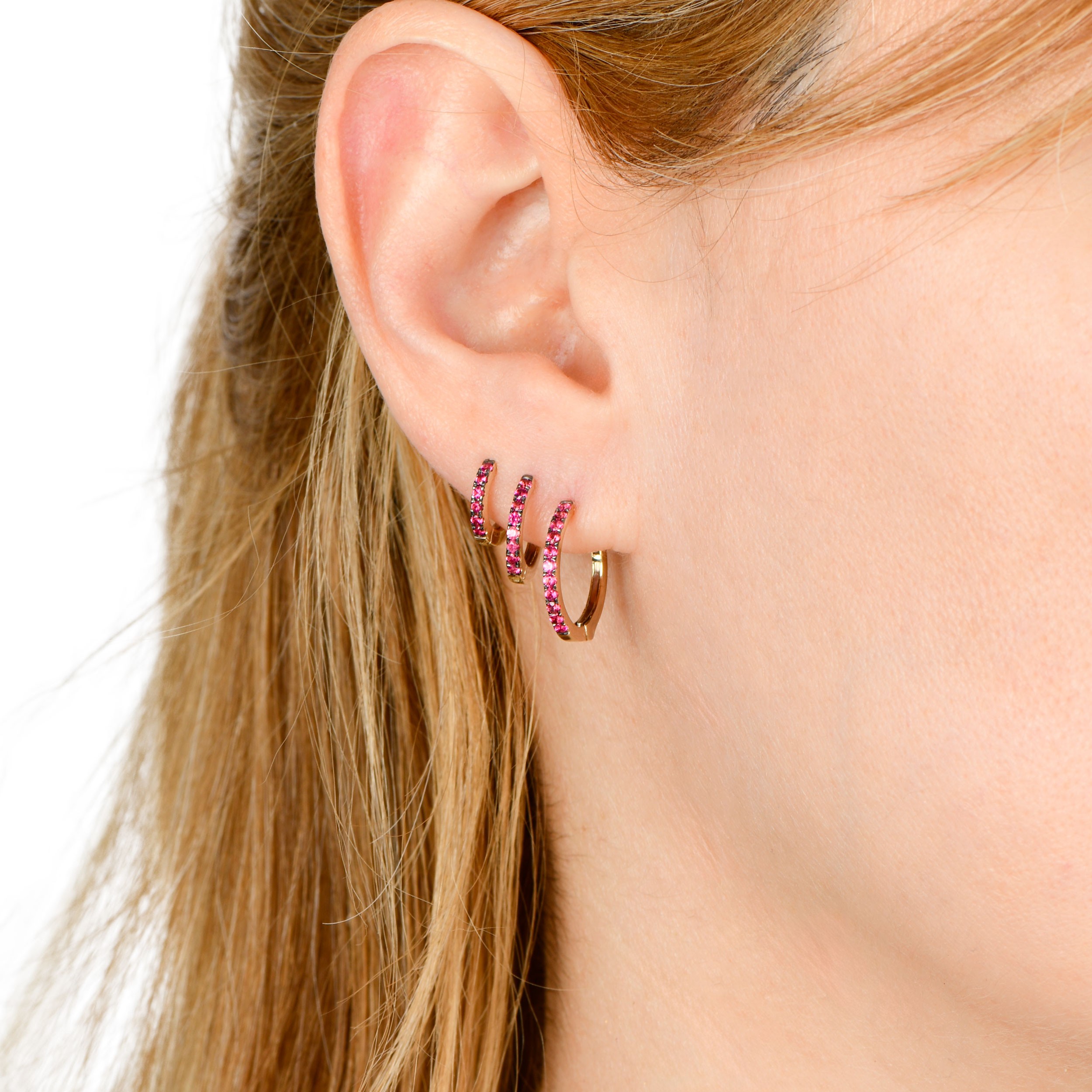 Tiny Pink Hoop Earrings