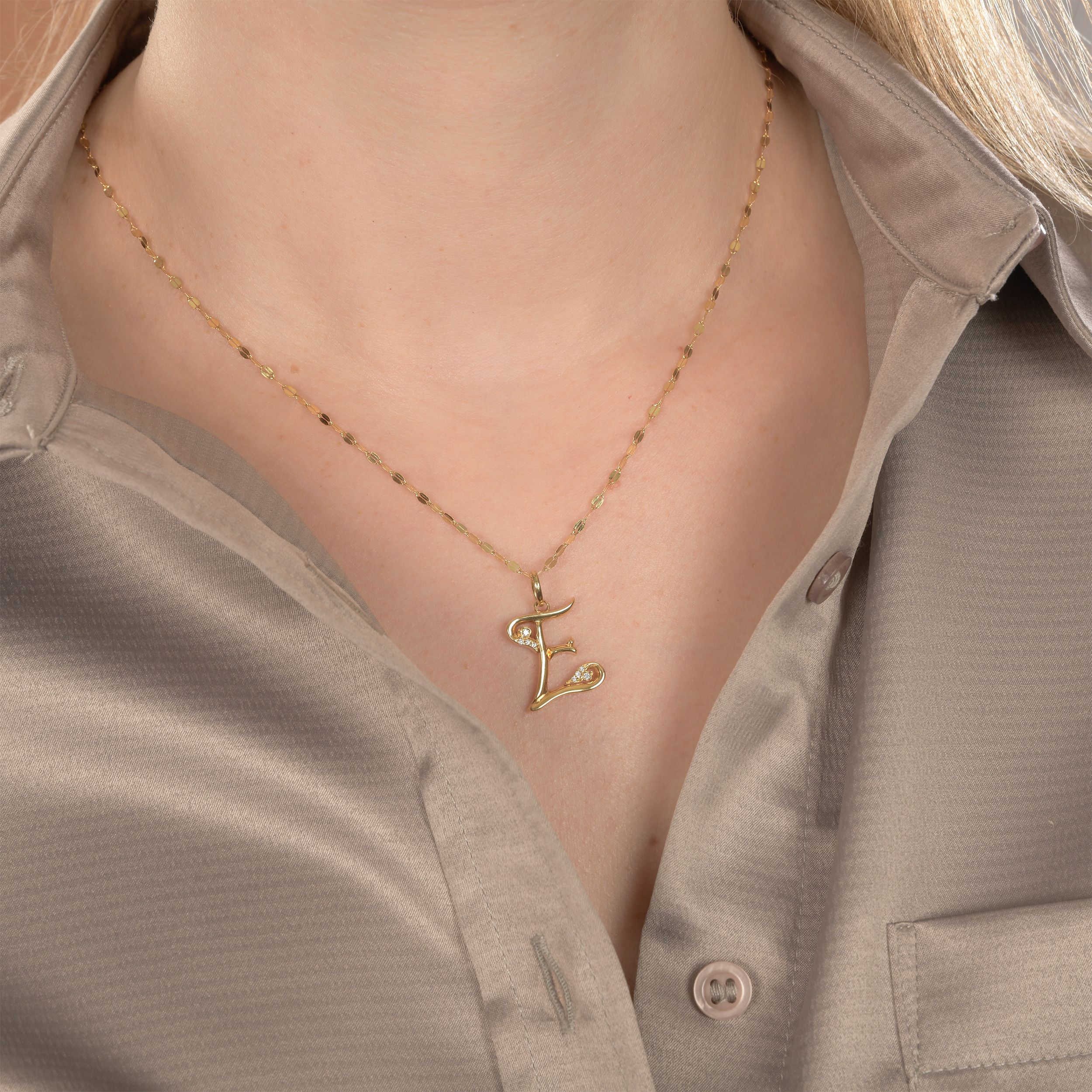 Signature Letter Necklace in 14K Gold