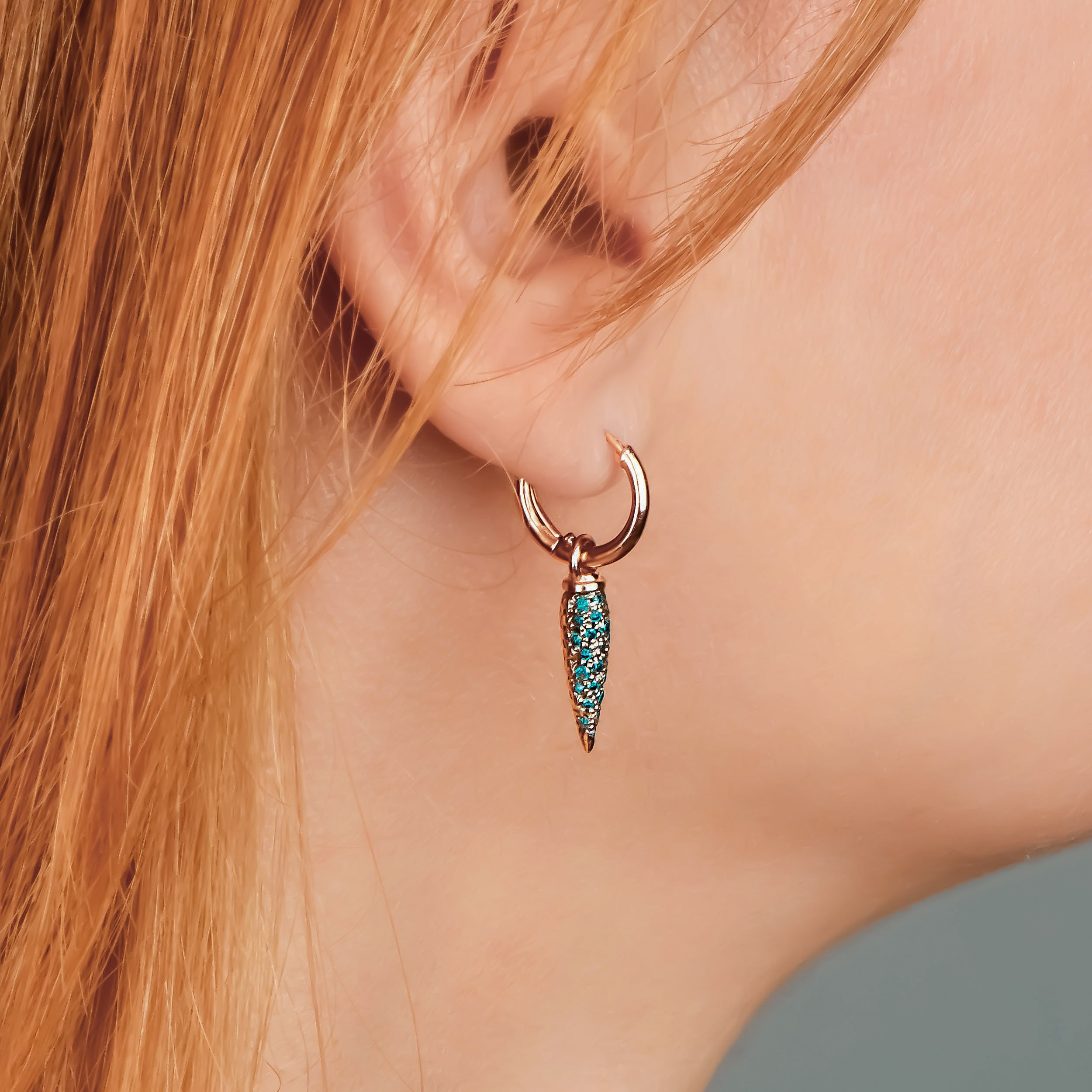Blue Diamond Spike Earrings