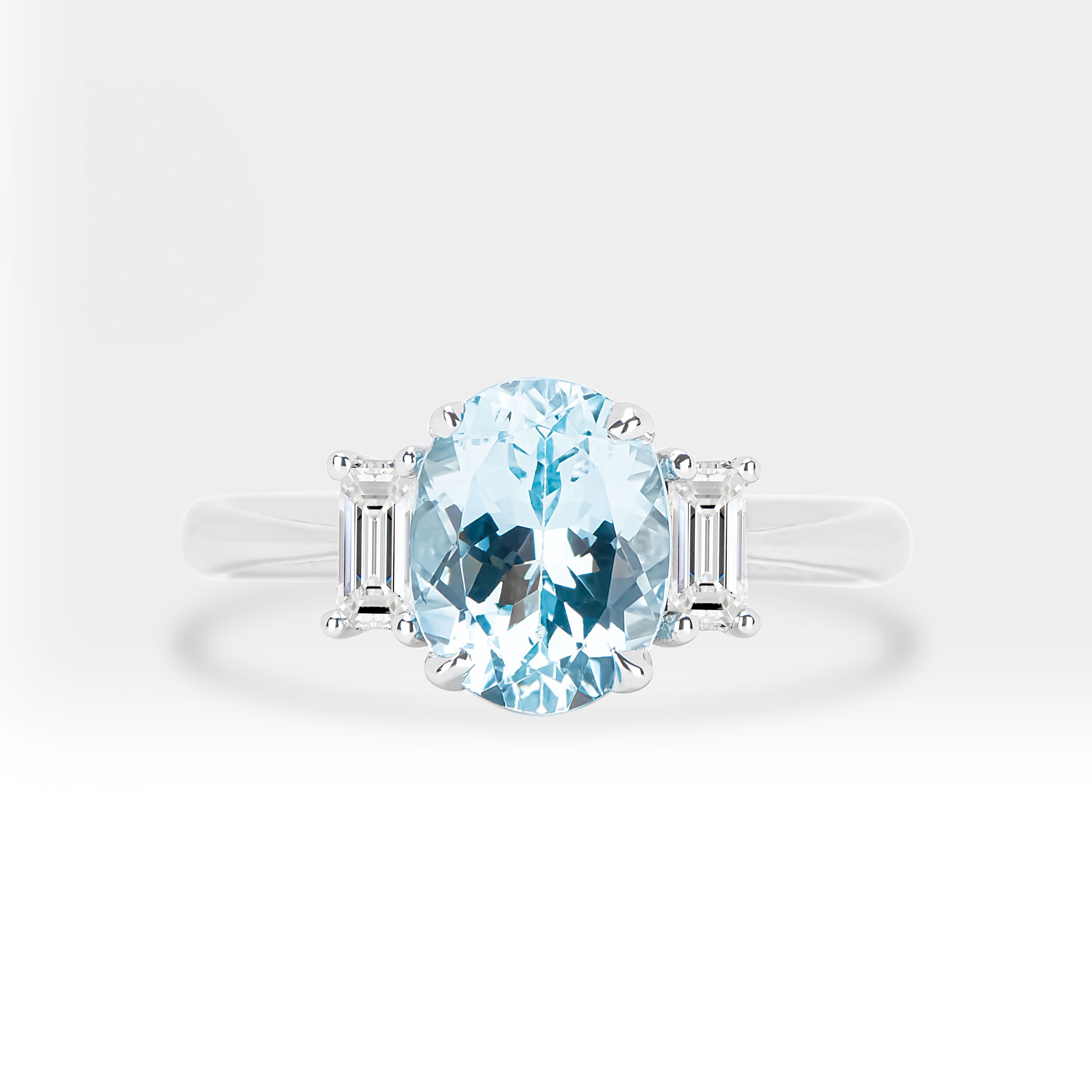 Aquamarine and Baguette Diamond Ring
