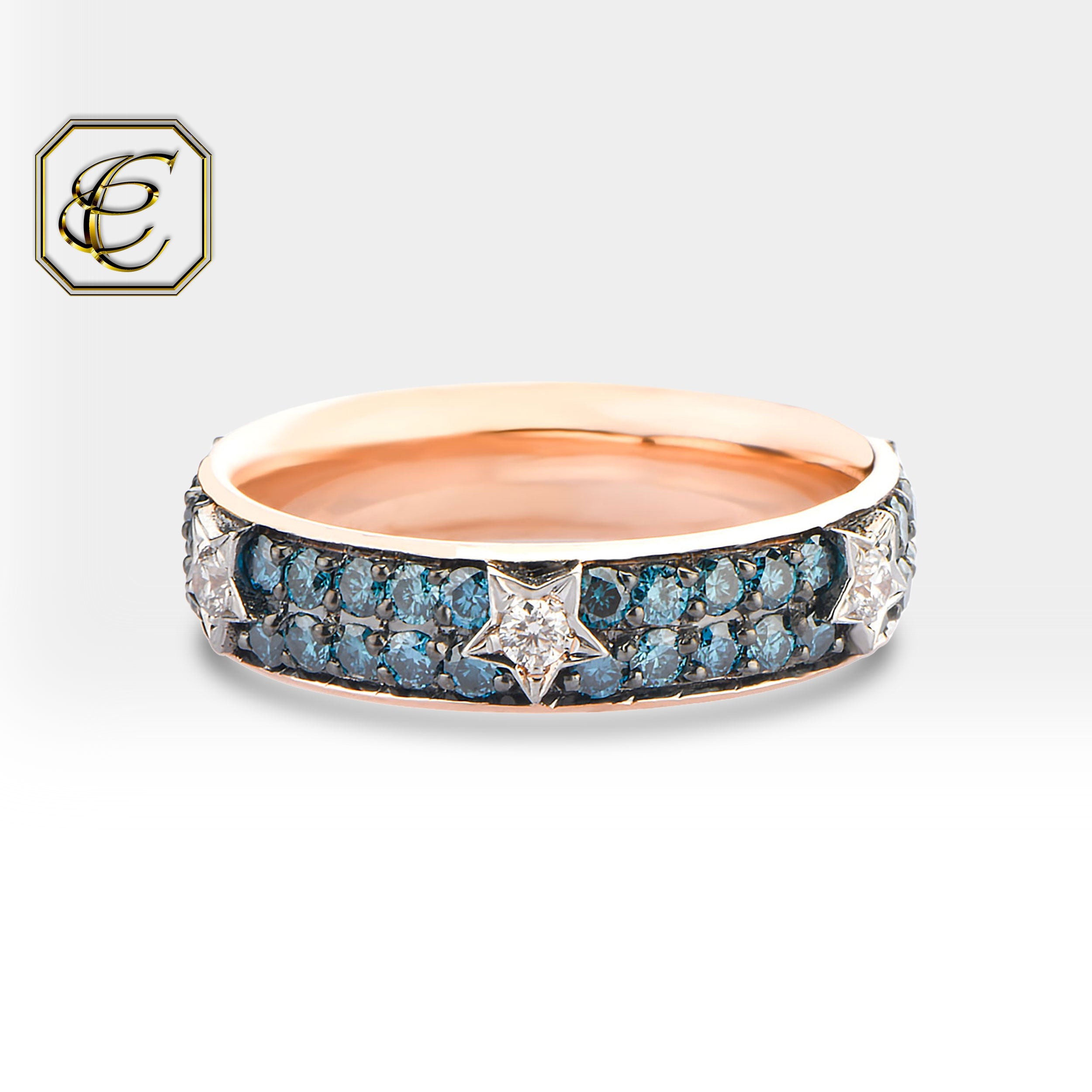 Blue Diamond Star Ring
