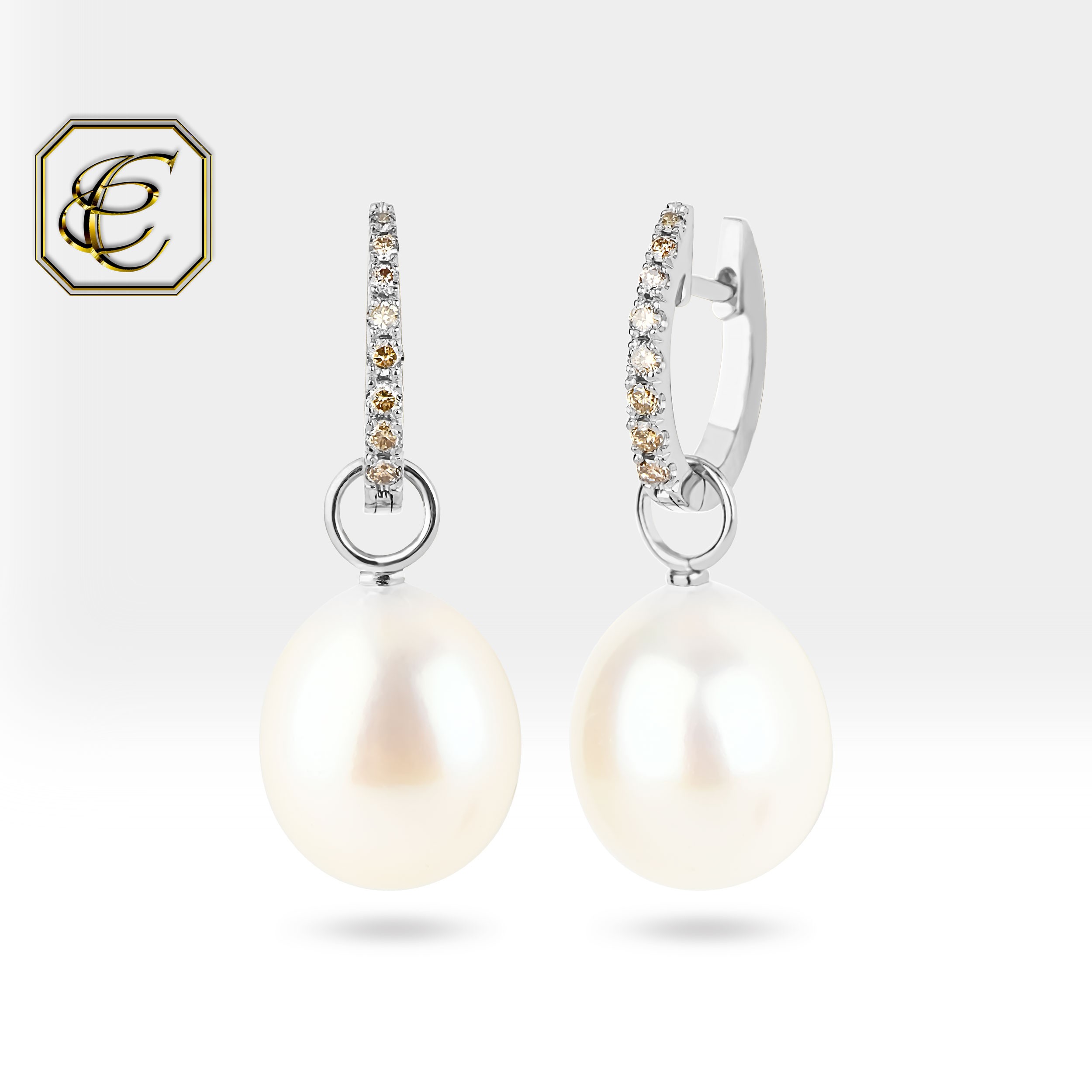 Diamond Baroque Pearl Earrings 