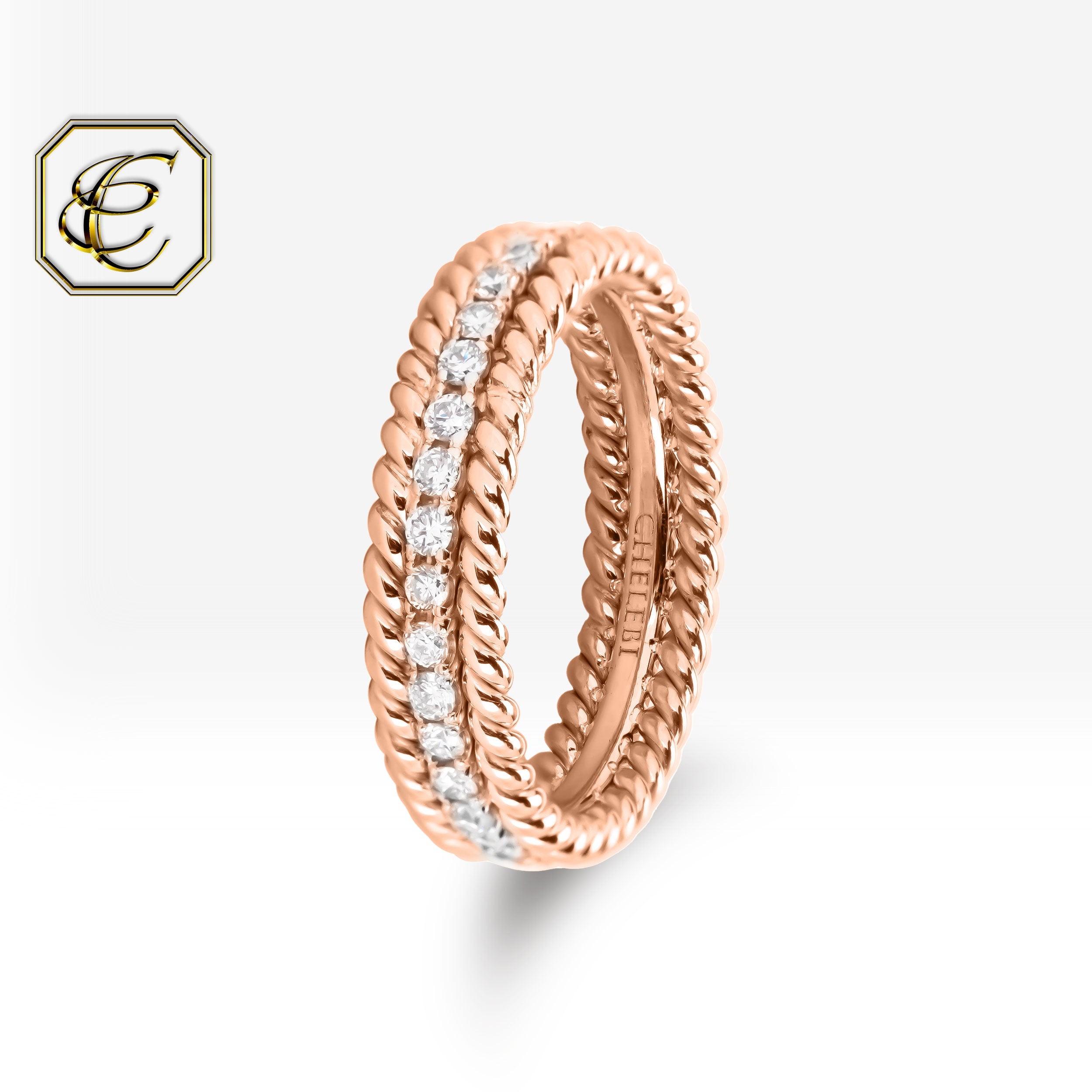 Diamond Twisted Wedding Band