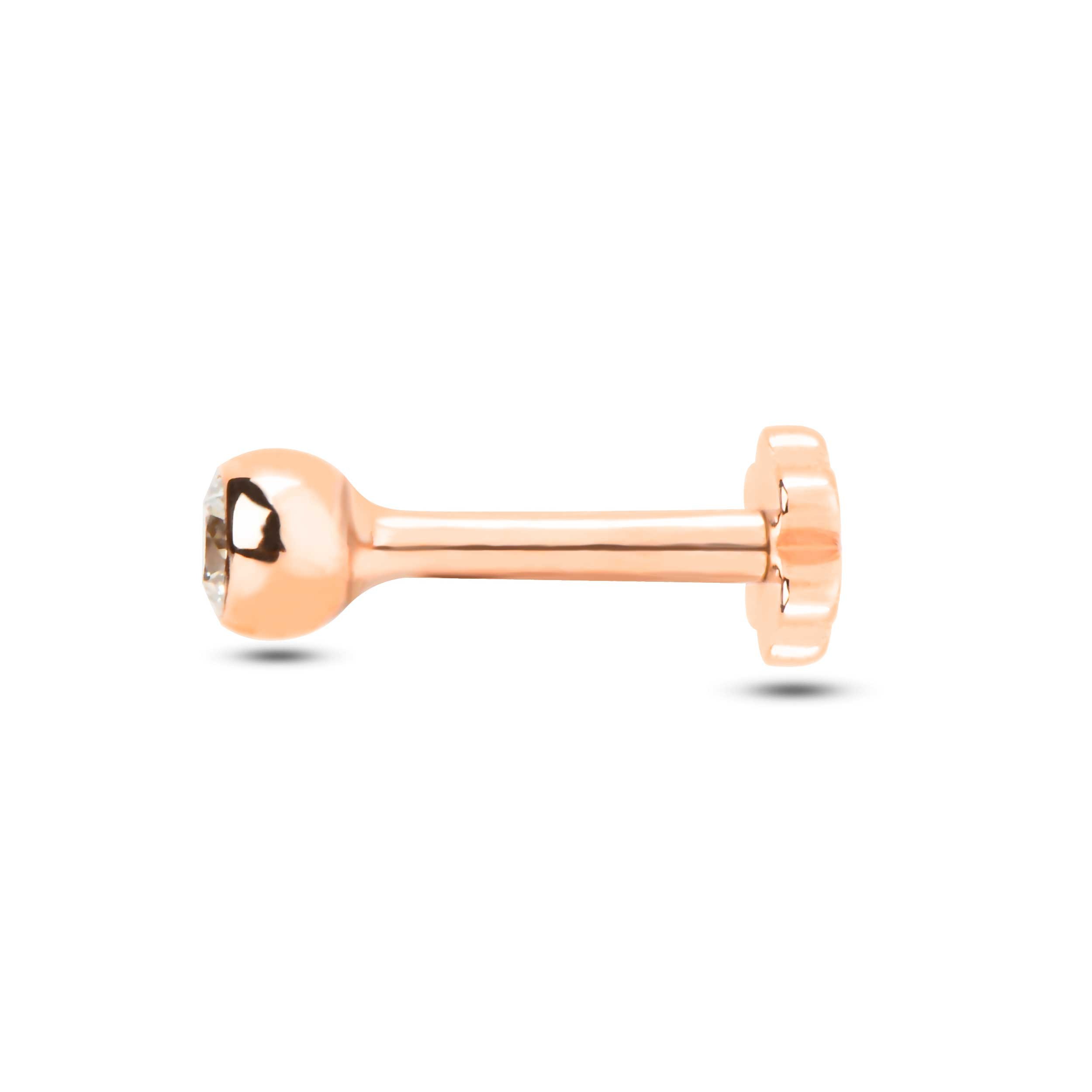 14 Ayar Altın Pırlantalı Flat Back Piercing Küpe