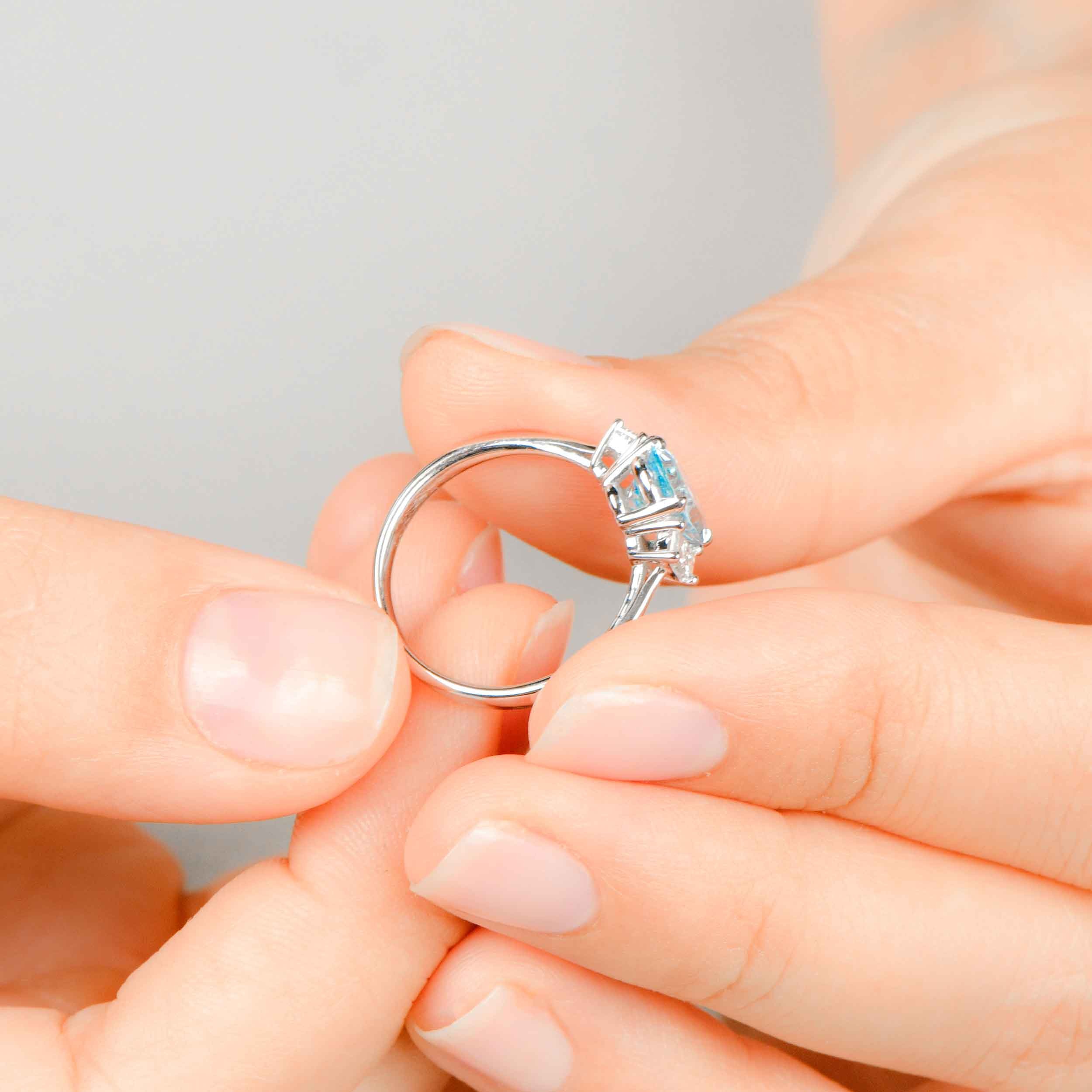 Aquamarine and Baguette Diamond Ring