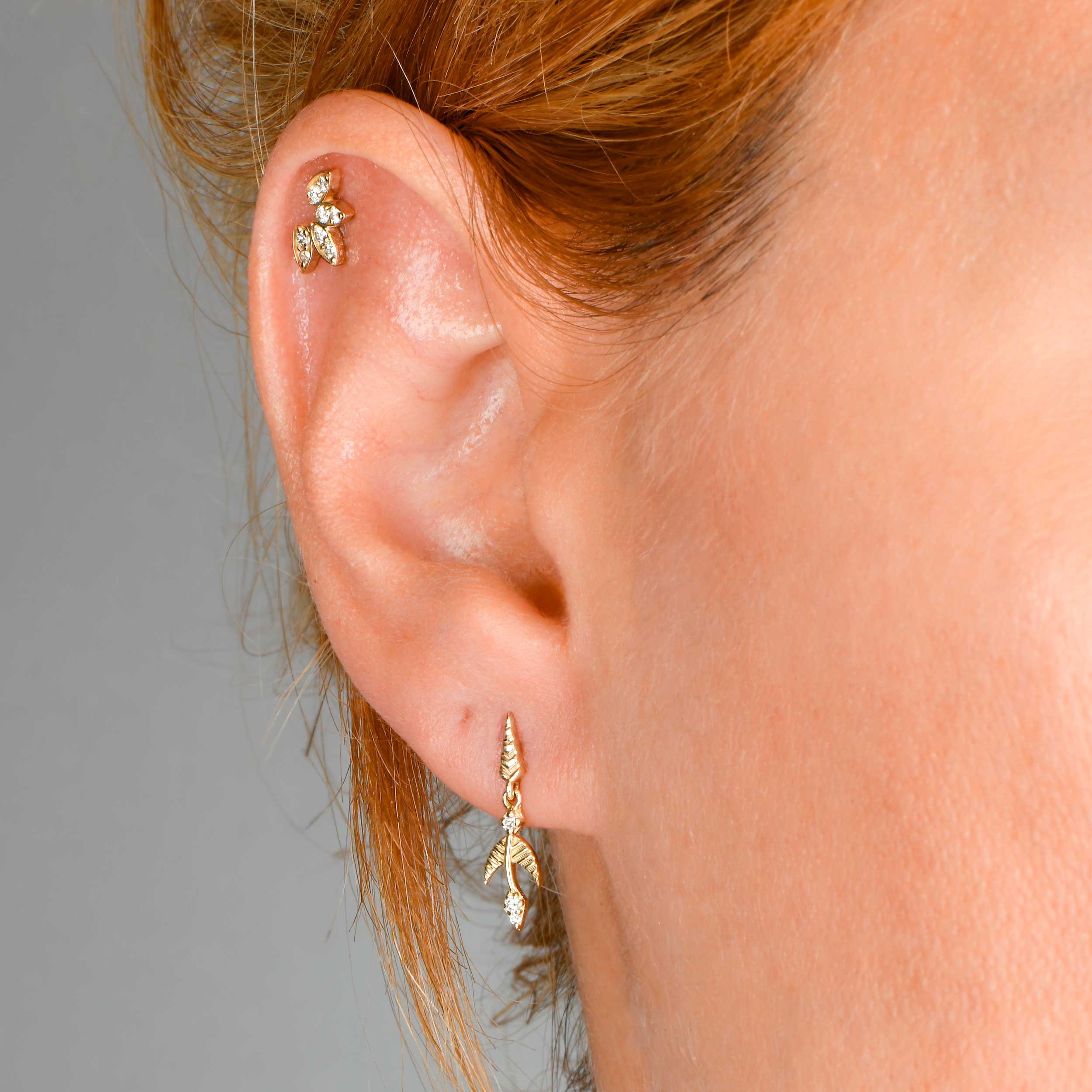Diamond Lotus Cartilage Earring