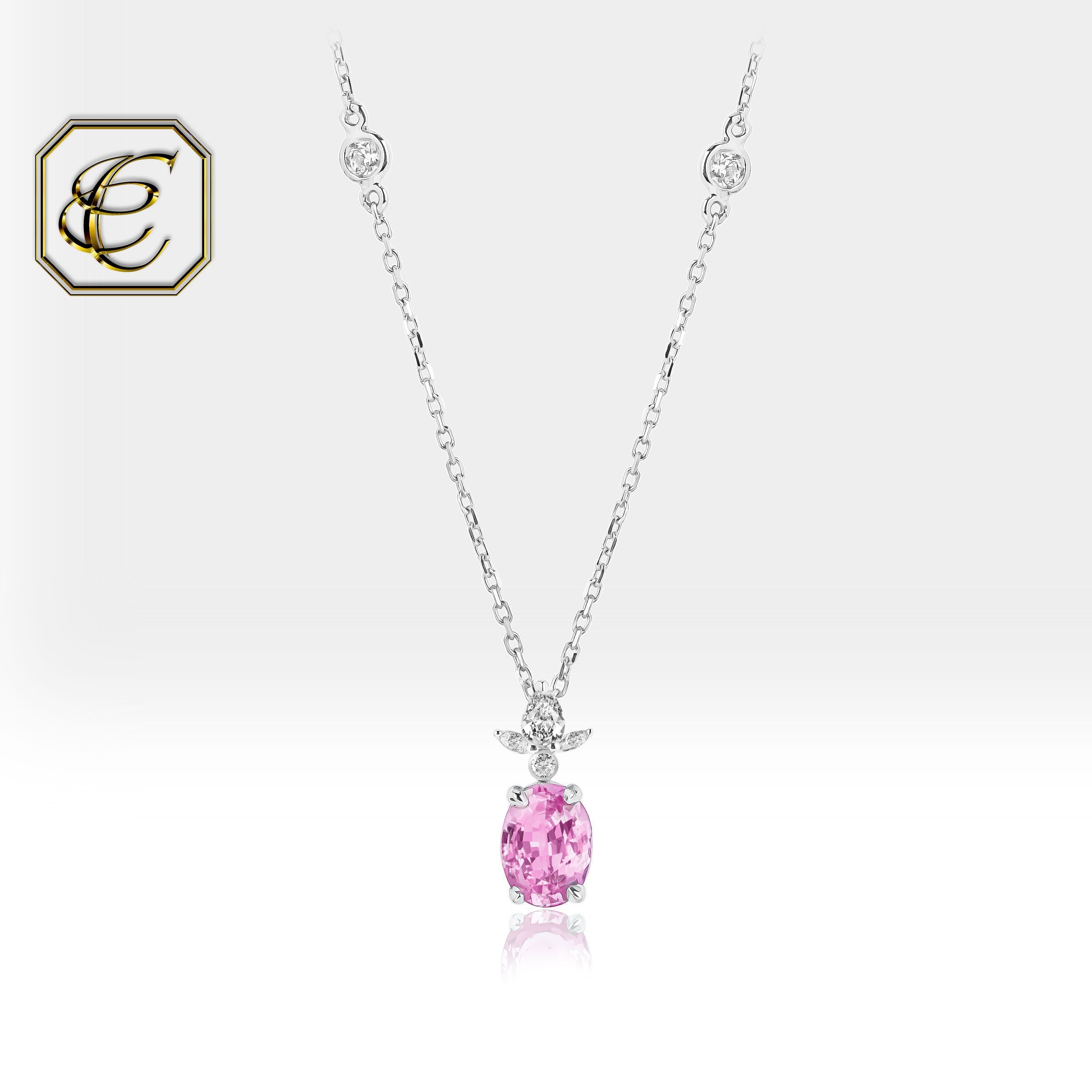 Pink Sapphire Lotus Necklace