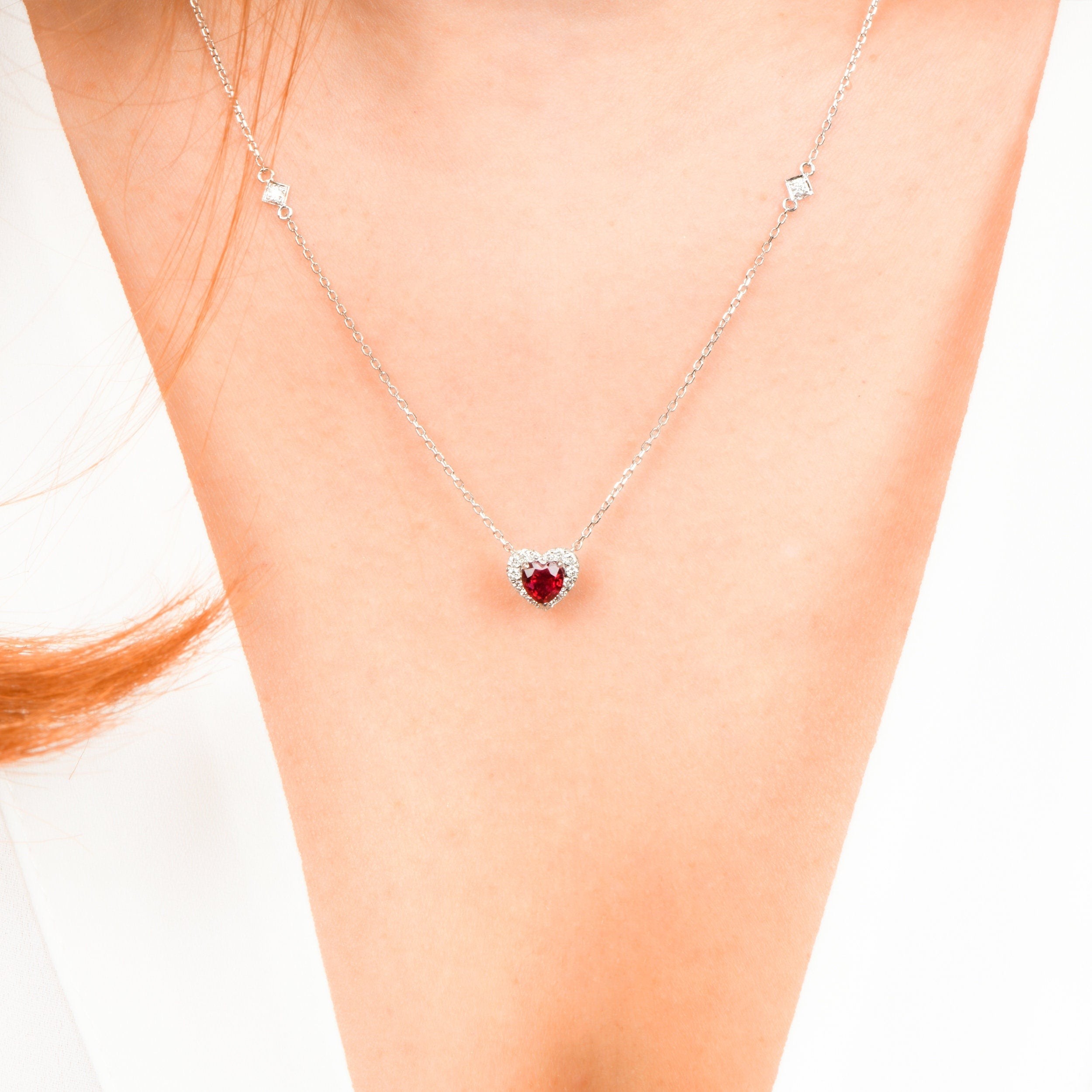 Heart Ruby Diamond Necklace