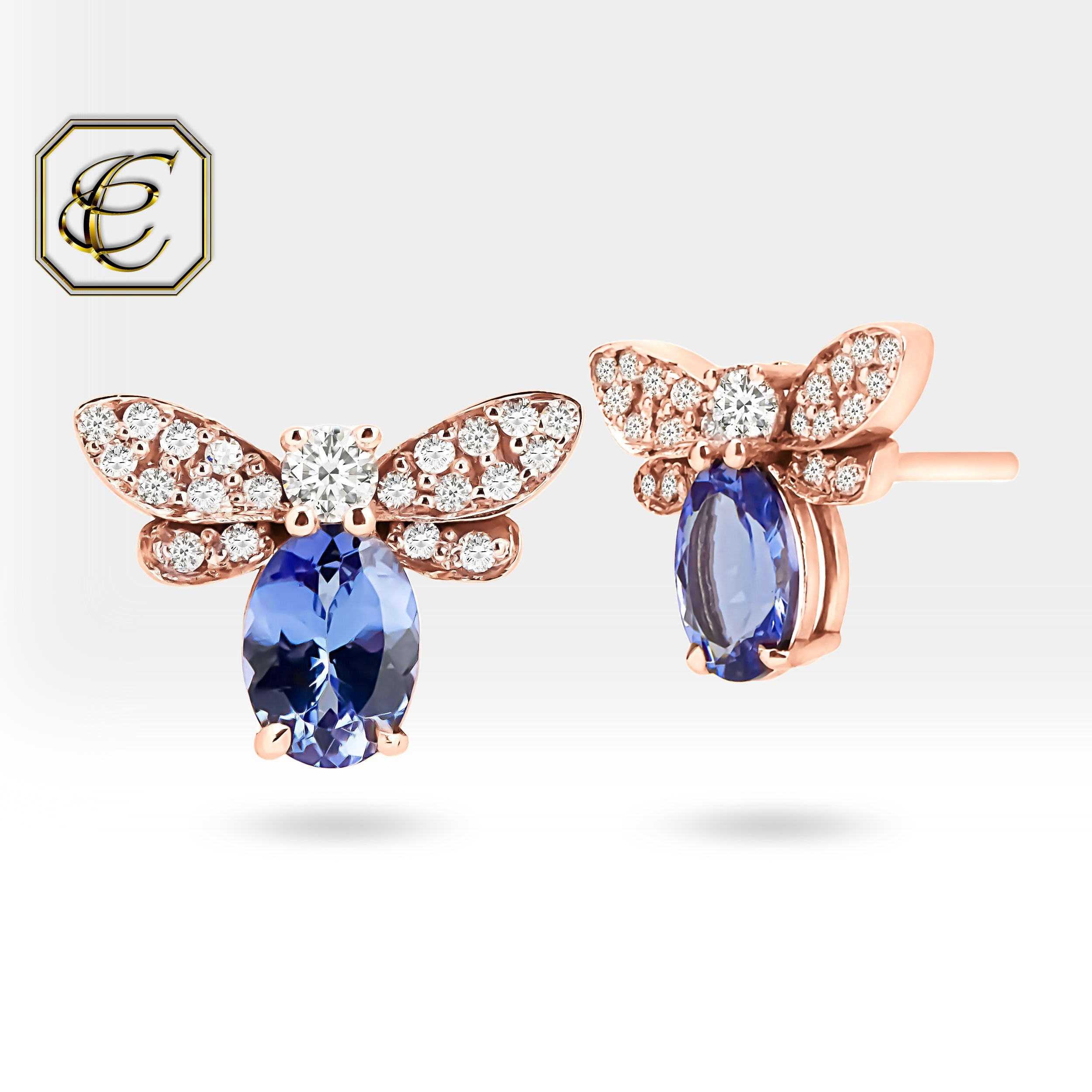 Tanzanite Bee Earrings