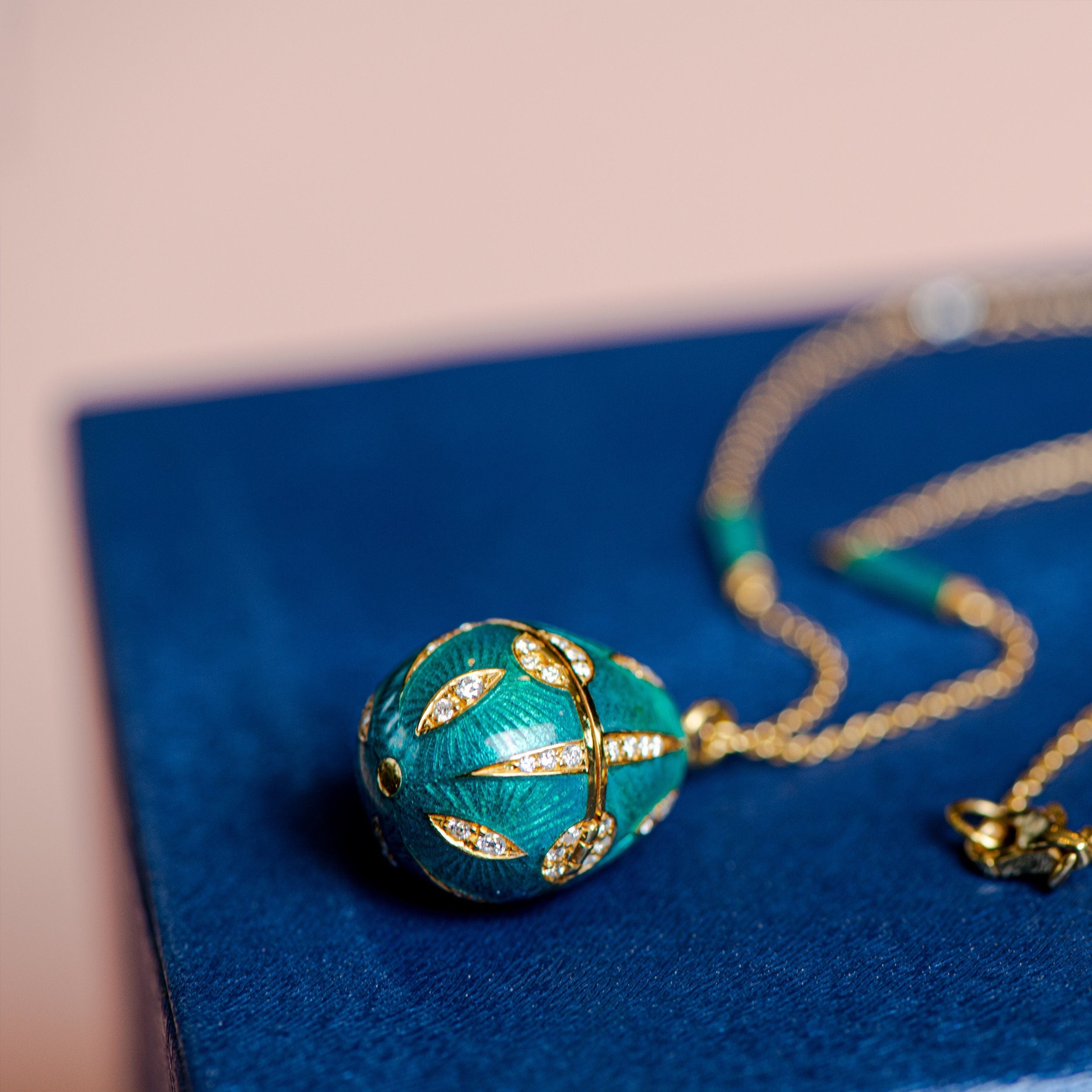 Turquoise Enamel Locket Necklace